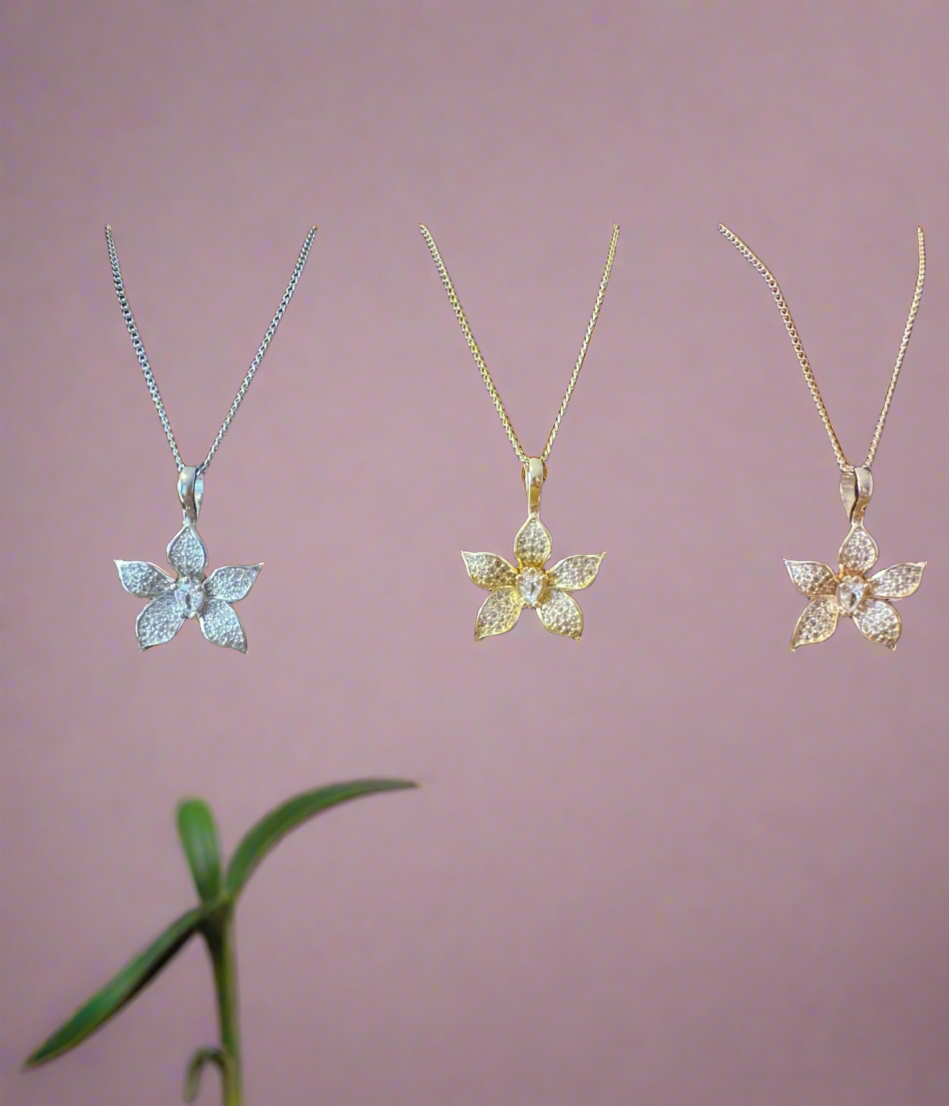 La Brillosa Cattleya Collection: Orchid Pendant Necklace - Orchidique