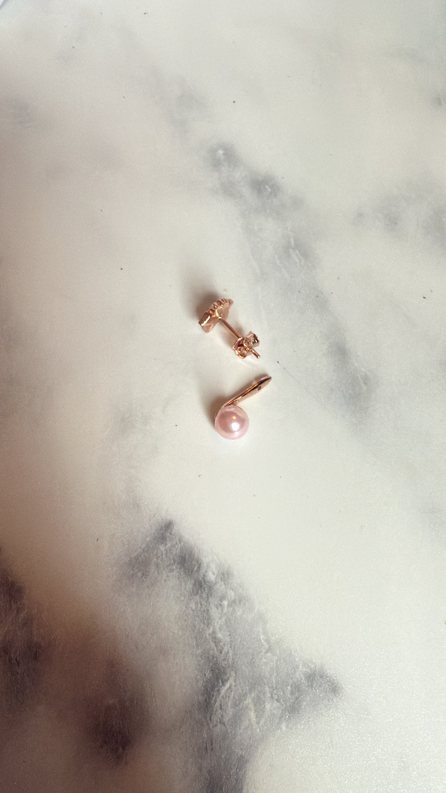 Signature Pink Zircon Cattleya Earring, Rose Pearl Jacket : 18k Rose Gold Rose Pearl