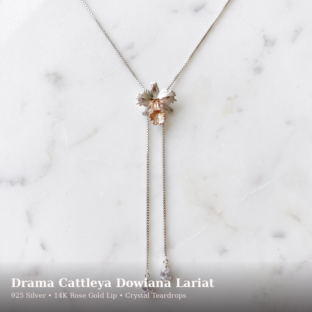 Cattleya Dowiana Orchid Lariat Necklace — Orchidique view 10