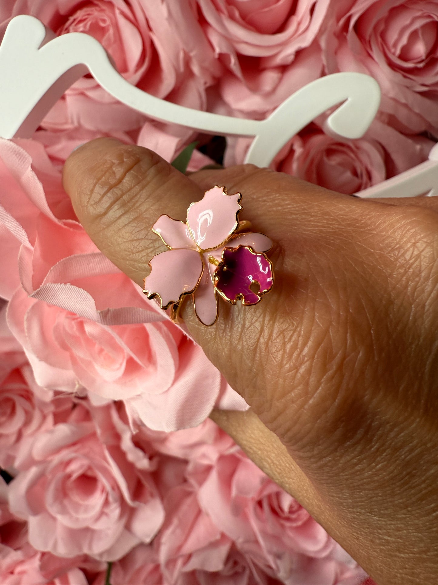 Drama Collection: Pink Cattleya Dowiana Orchid Ring