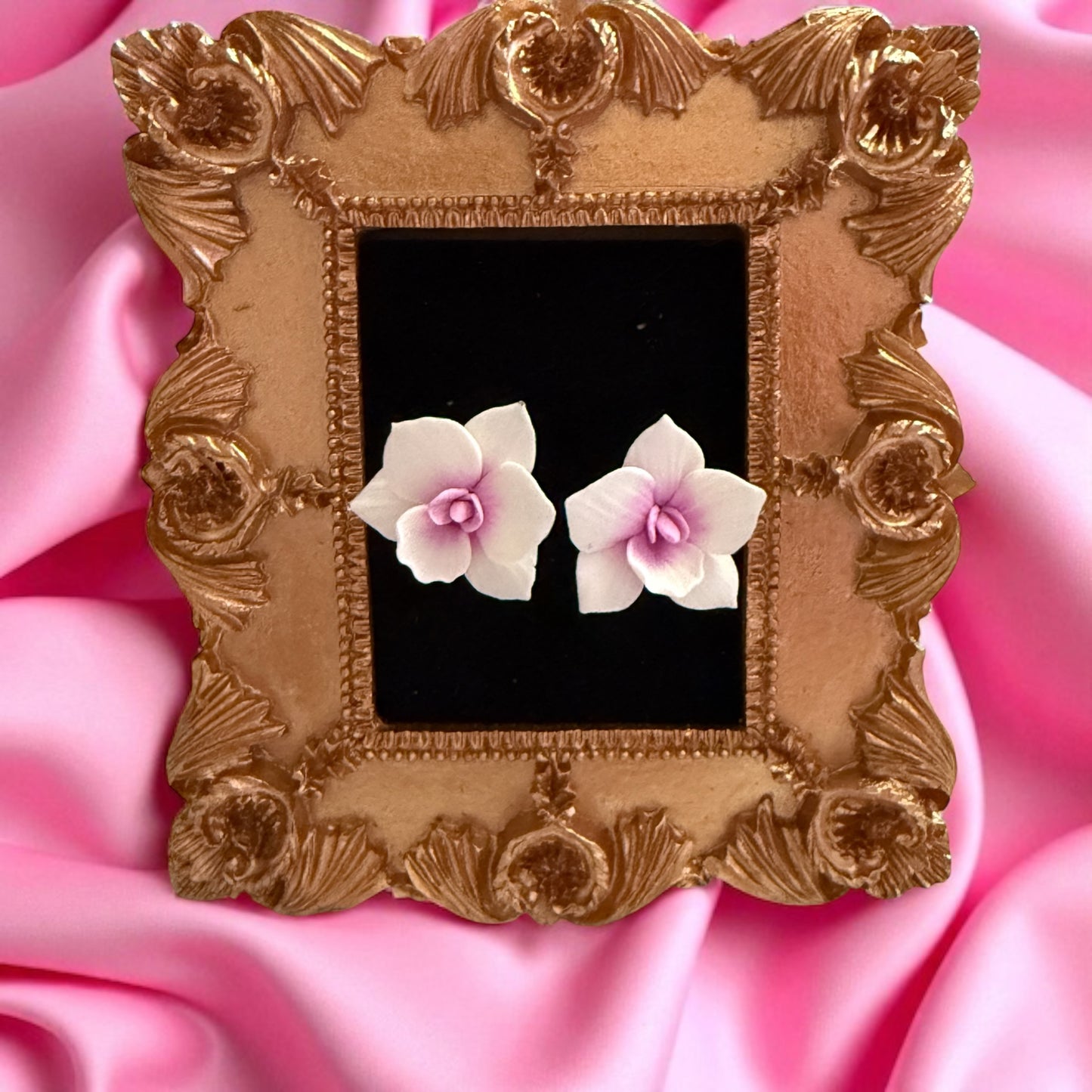 Whimsical Collection: White and Pink Phalaenopsis Orchid Earrings - Orchidique