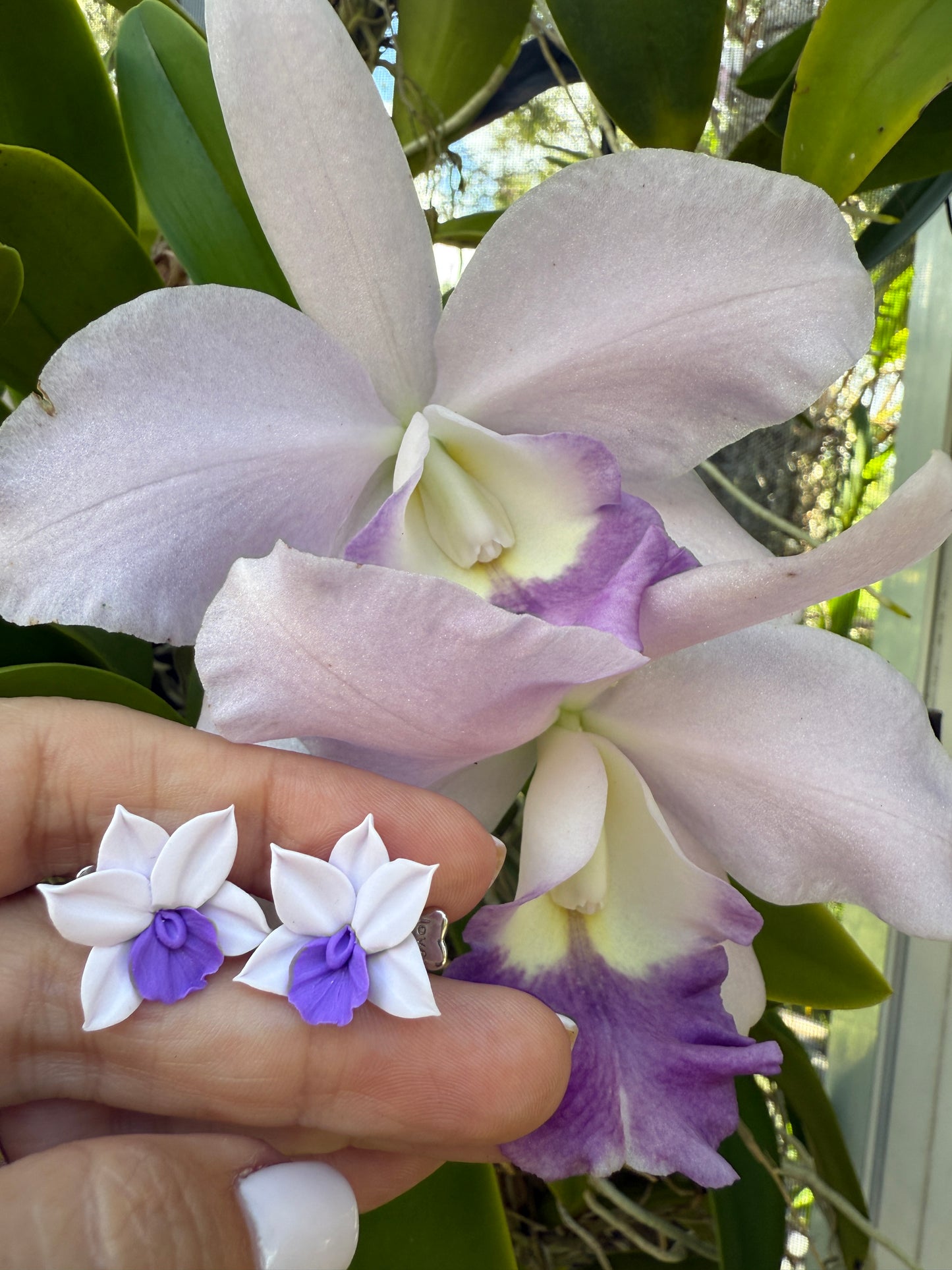 Handmade Orchid Oasis Collection: Lavendar Cattleya Orchid Earrings