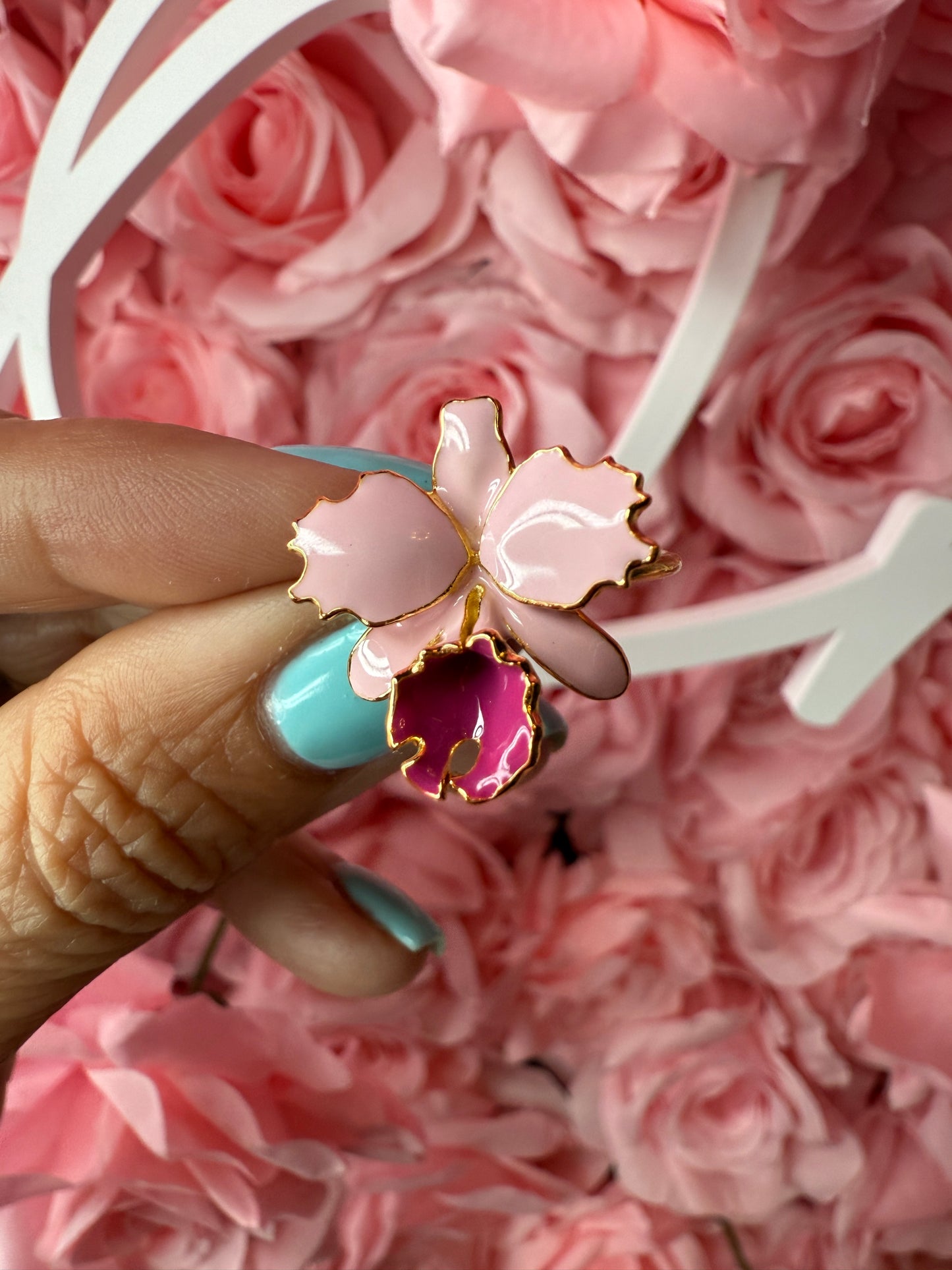 Drama Collection: Pink Cattleya Dowiana Orchid Ring