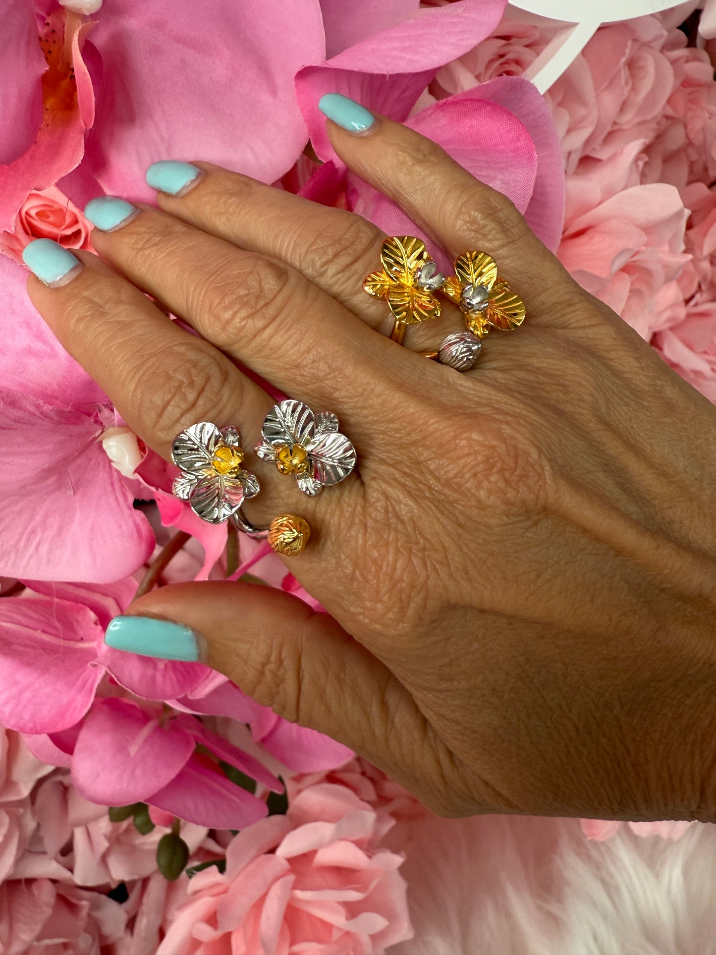 Soul-mate Collection: White Gold Phalaenopsis Orchid Flower Ring