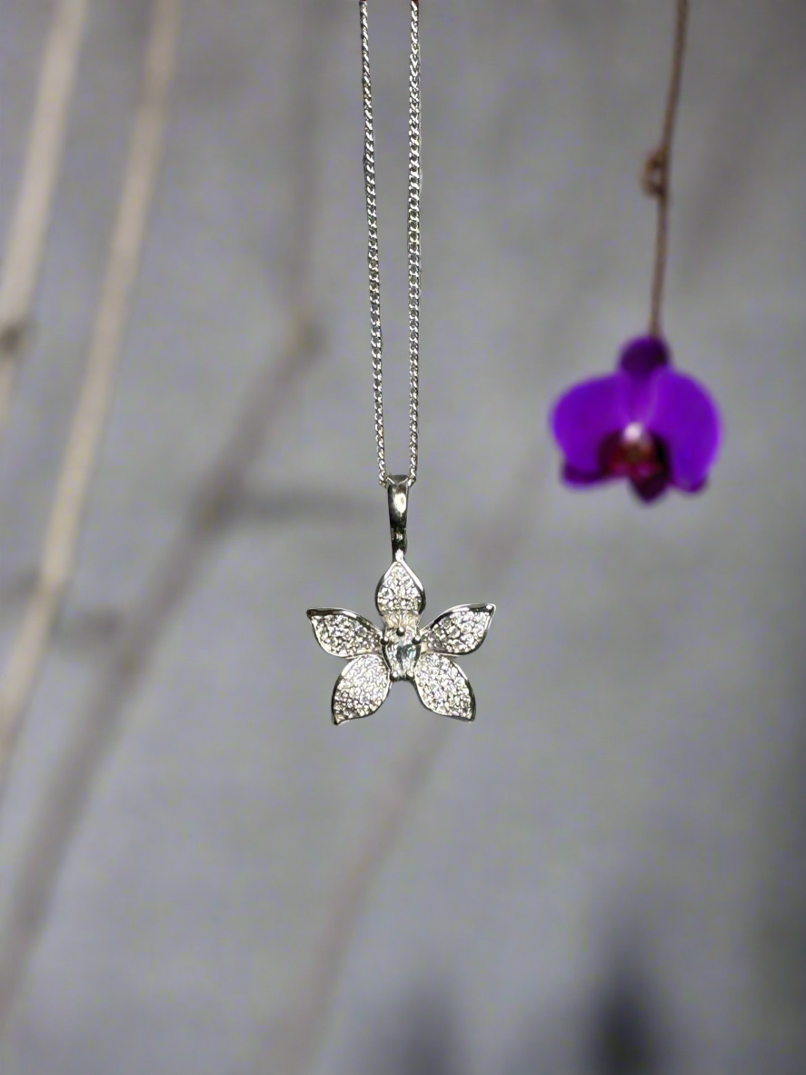 La Brillosa Cattleya Collection: Orchid Pendant Necklace - Orchidique