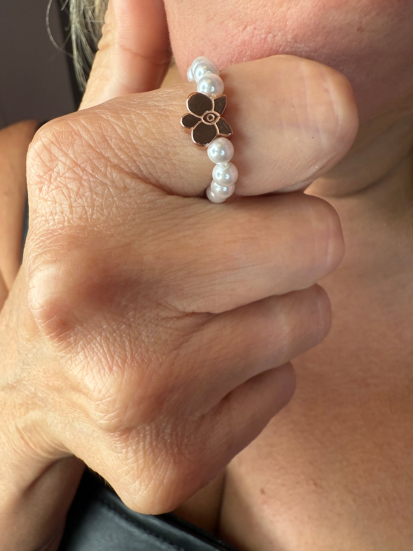 Pearl Orchid Ring: Phalaenopsis Stackable Ring
