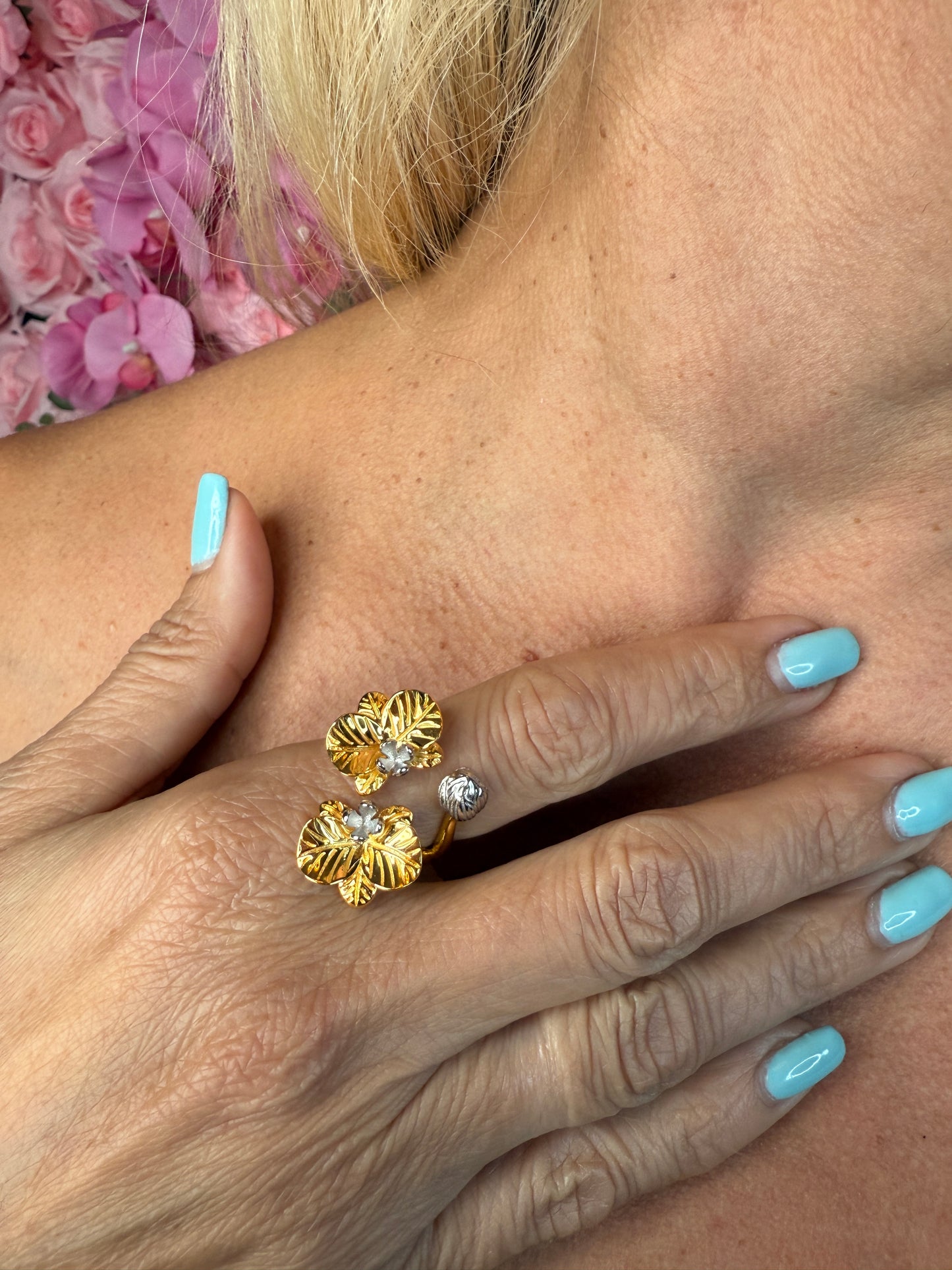 Soul-mate Collection: Gold Phalaenopsis Orchid Flower Ring
