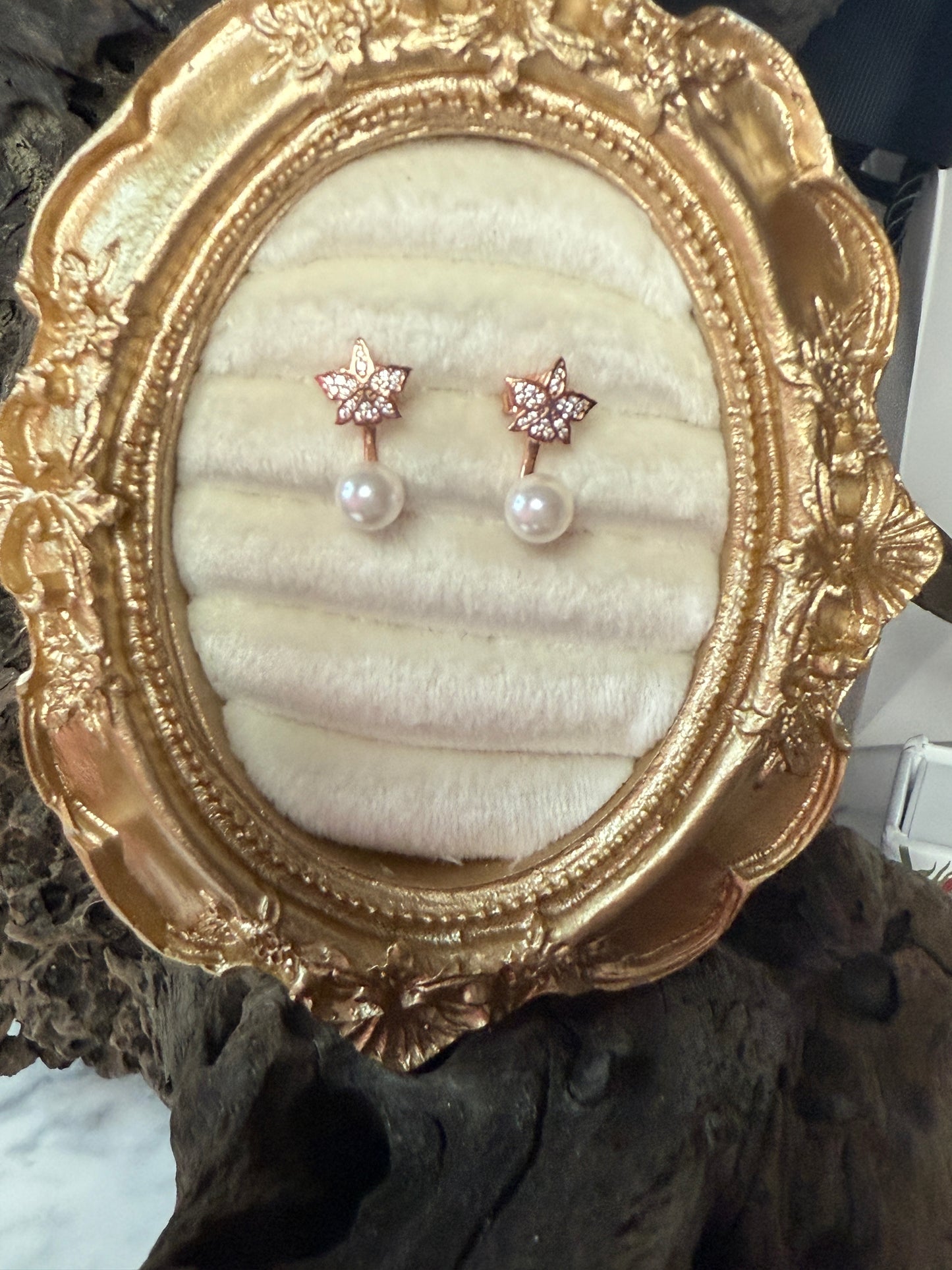Signature Zircon Cattleya Earring, Classic Pearl Jacket Stud: 18k Rose Gold