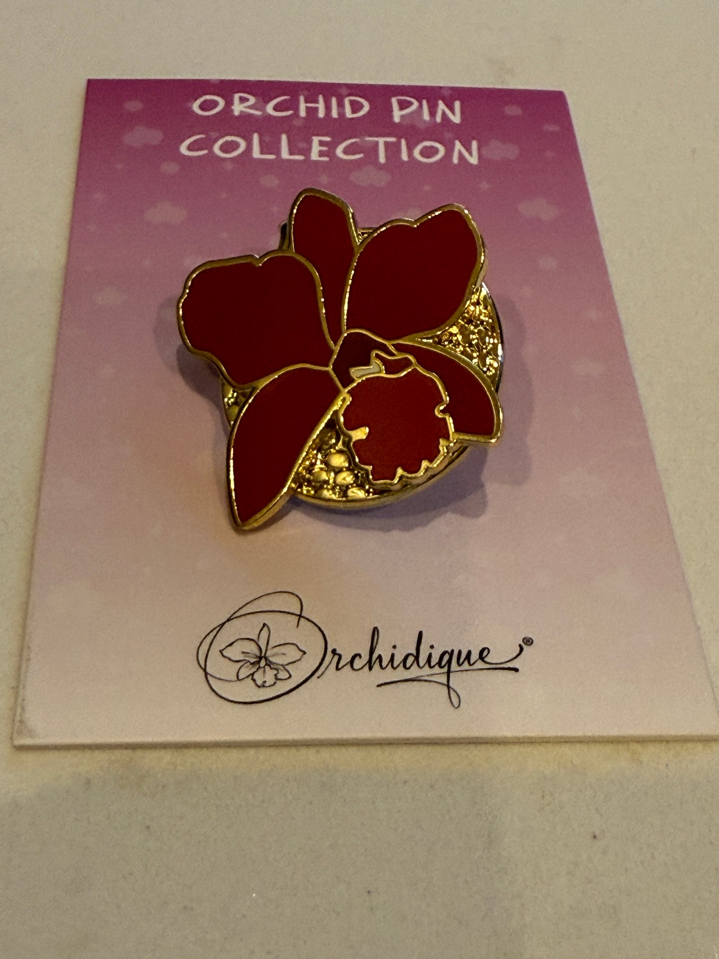 Purple lueddemanniana-Inspired Orchid Flower Enamel Pin