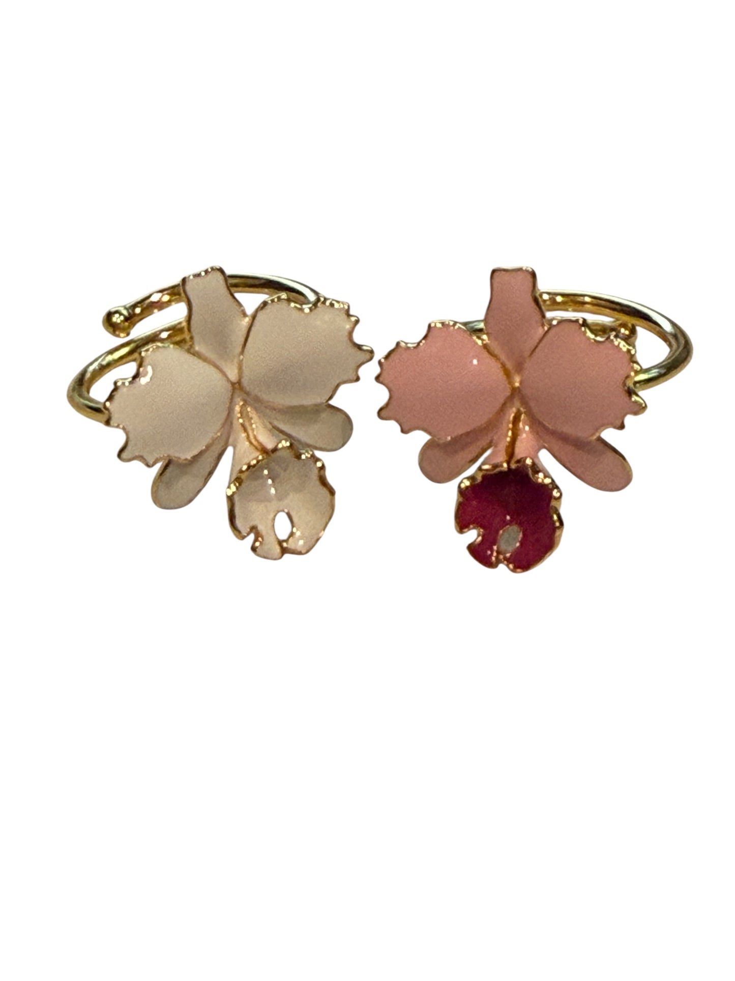 Drama Collection: White Cattleya Dowiana Orchid Statement Ring
