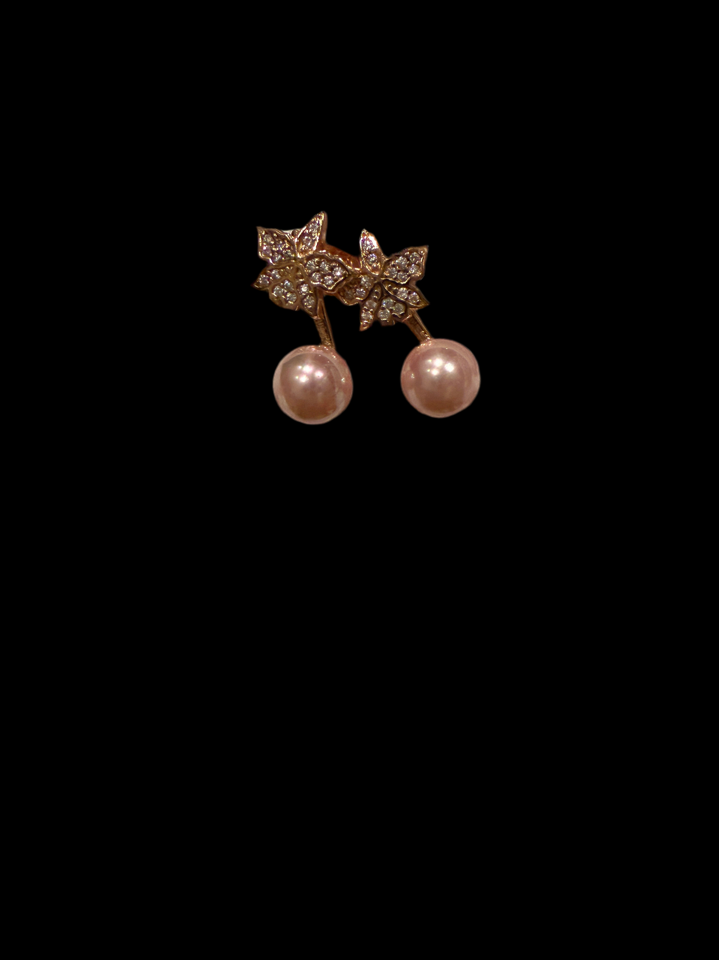 Signature Pink Zircon Cattleya Earring, Rose Pearl Jacket : 18k Rose Gold Rose Pearl