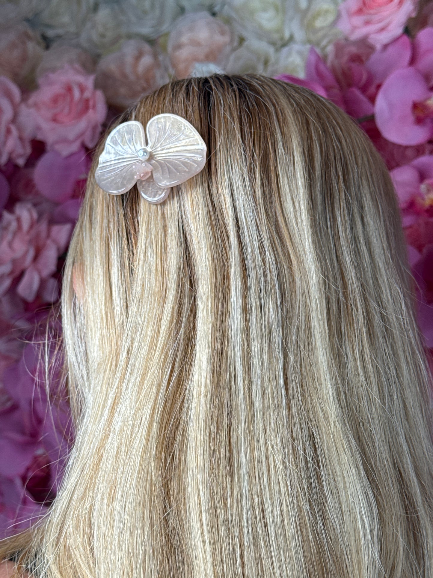Orchid Hair Clip Phalaenopsis Hair Barrette • Nude Flower Hair Accessory