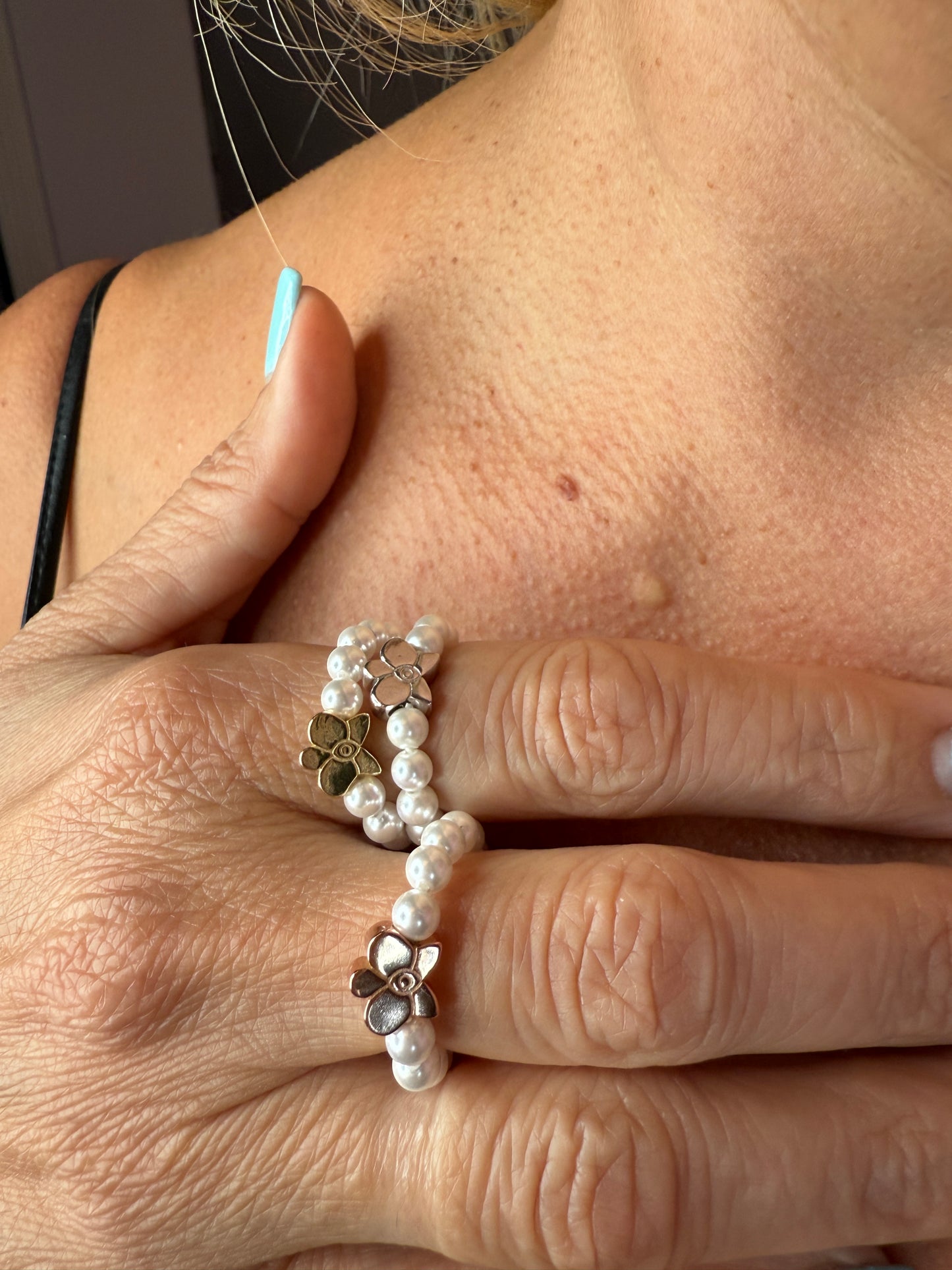 Pearl Orchid Ring: Phalaenopsis Stackable Ring