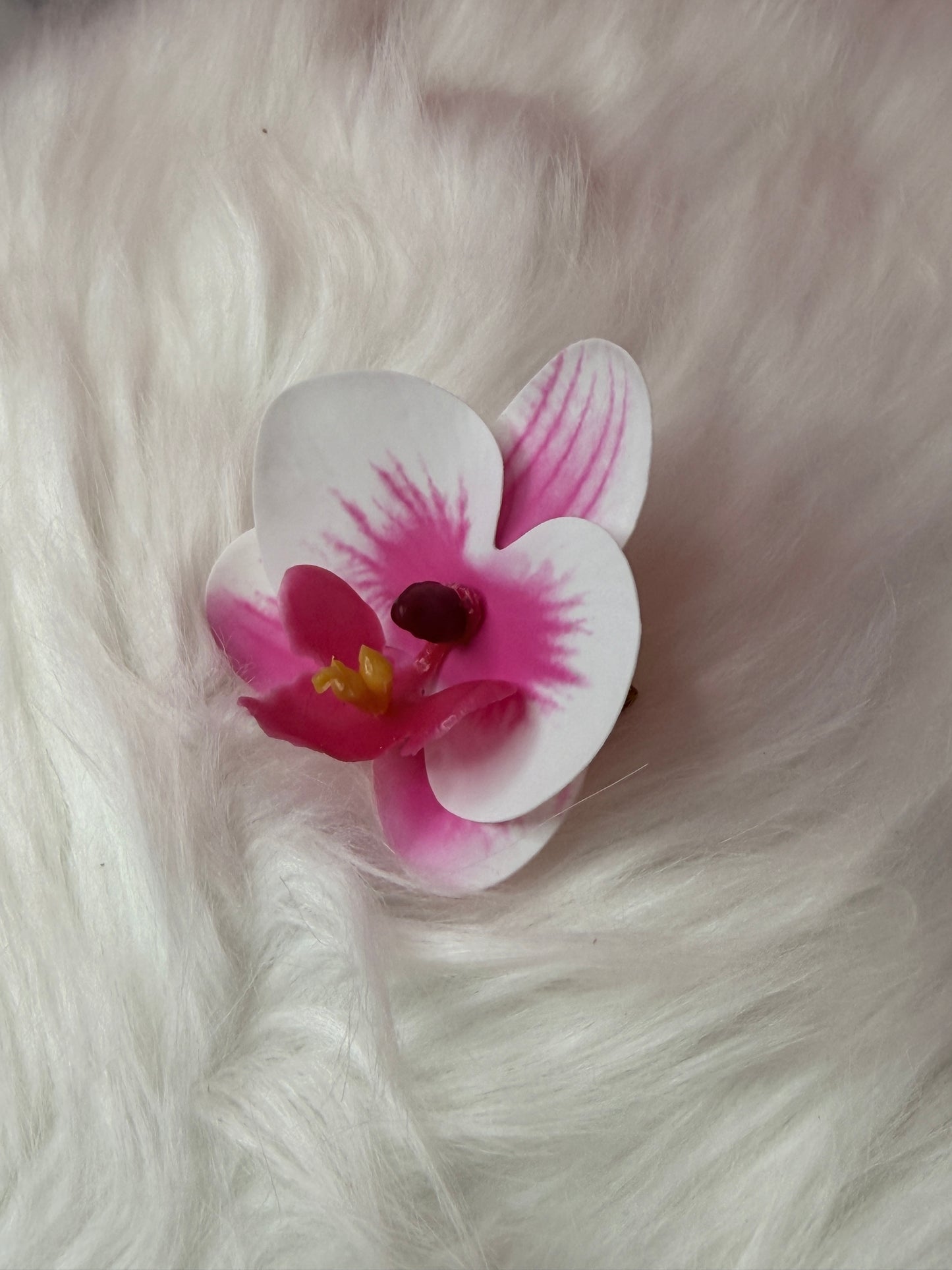 Handmade Orchid Hair Clip • Phalaenopsis White Splash - Orchidique