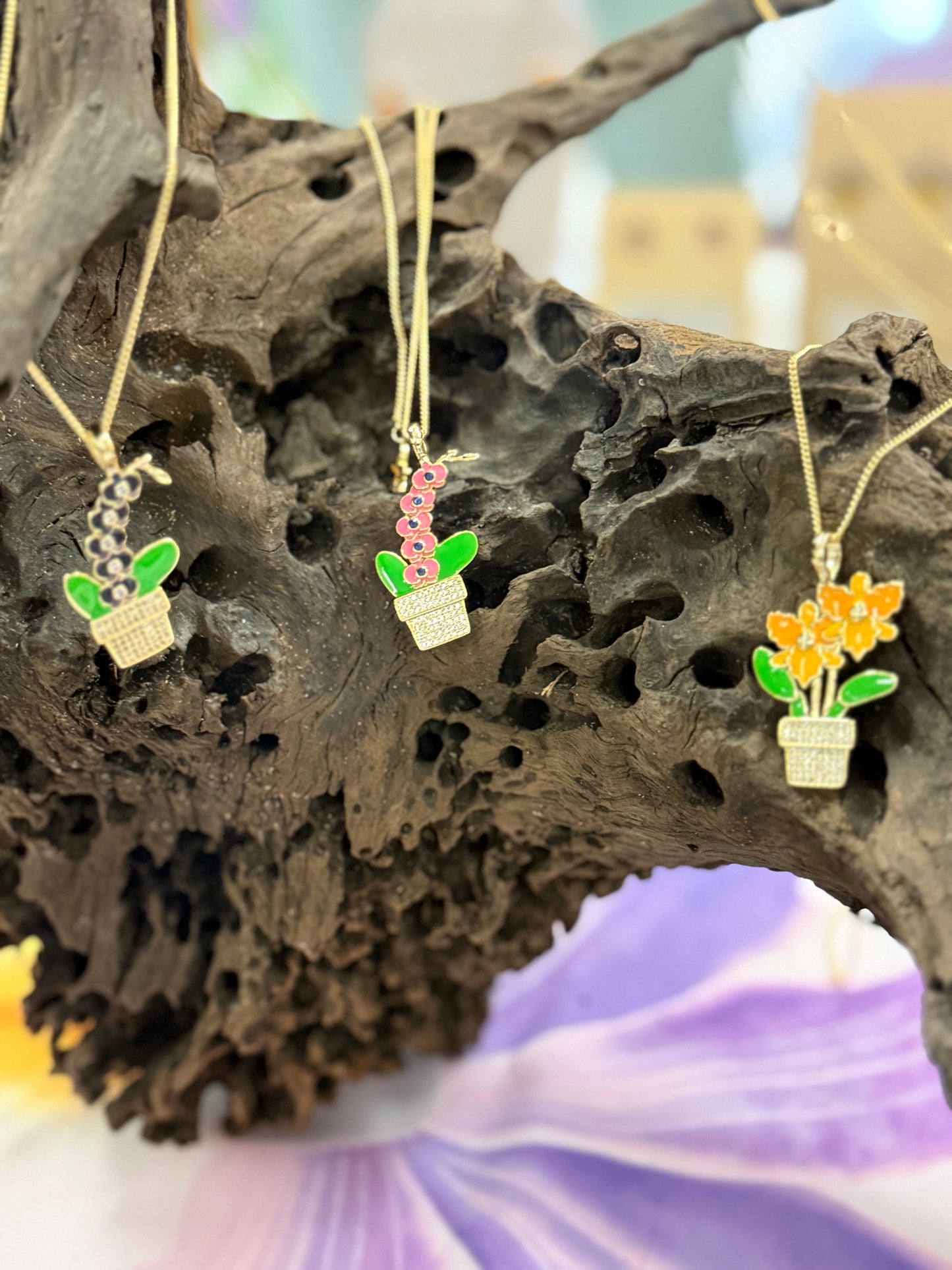 Orchid Potsy Collection: Purple Phalaenopsis Necklace - Orchidique