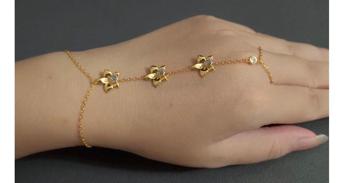 Aloha Aerial Collection • Orchid Hand Ring Chain Bracelet • Slave Bracelet Orchid Jewelry - Orchidique