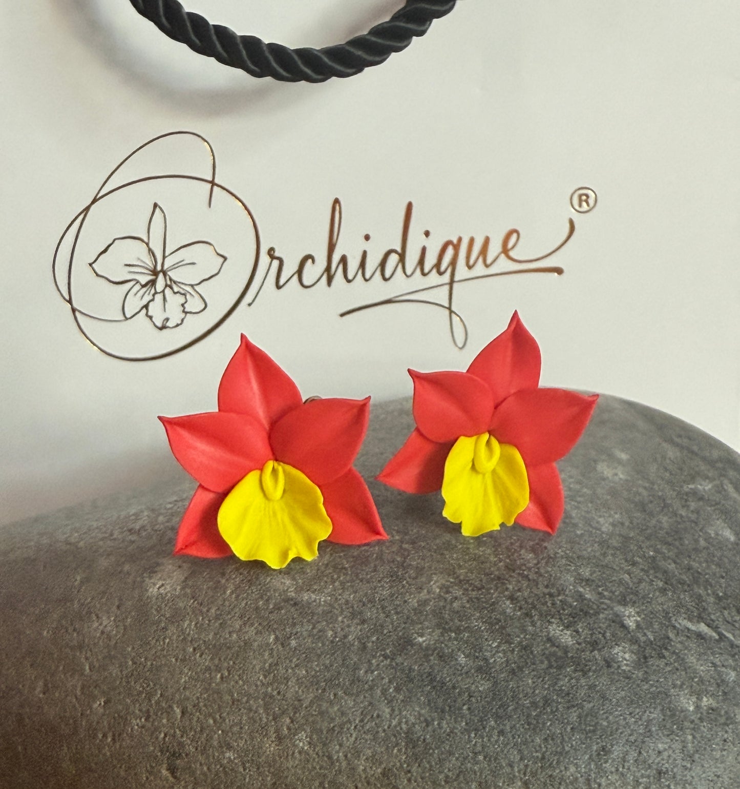Handmade Orchid Oasis Collection : Red Cattleya Earrings - Orchidique