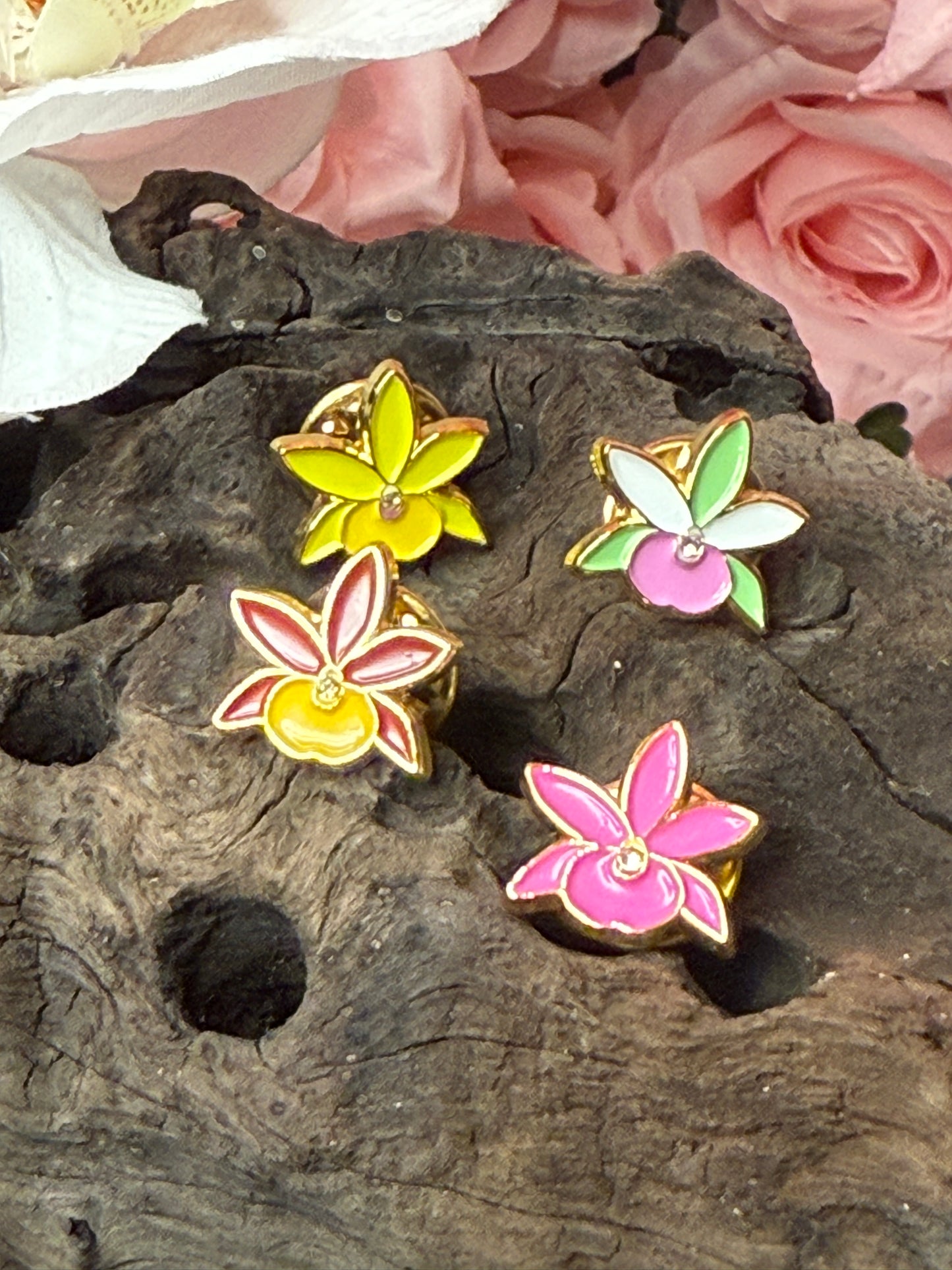 Mini Broughtonia Orchid Enamel Pin Collection - Orchidique
