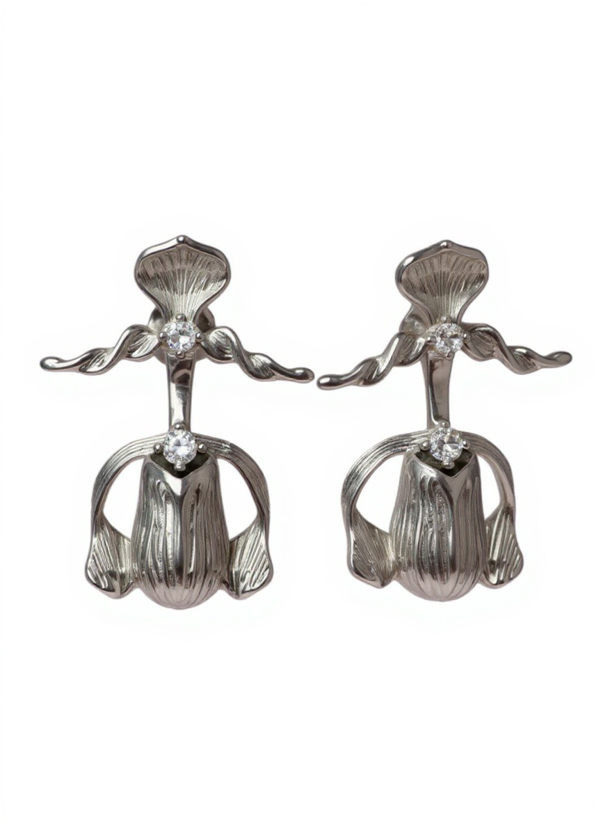 Lady Slipper Collection: Paphiopedilum White Gold Orchid Jewelry