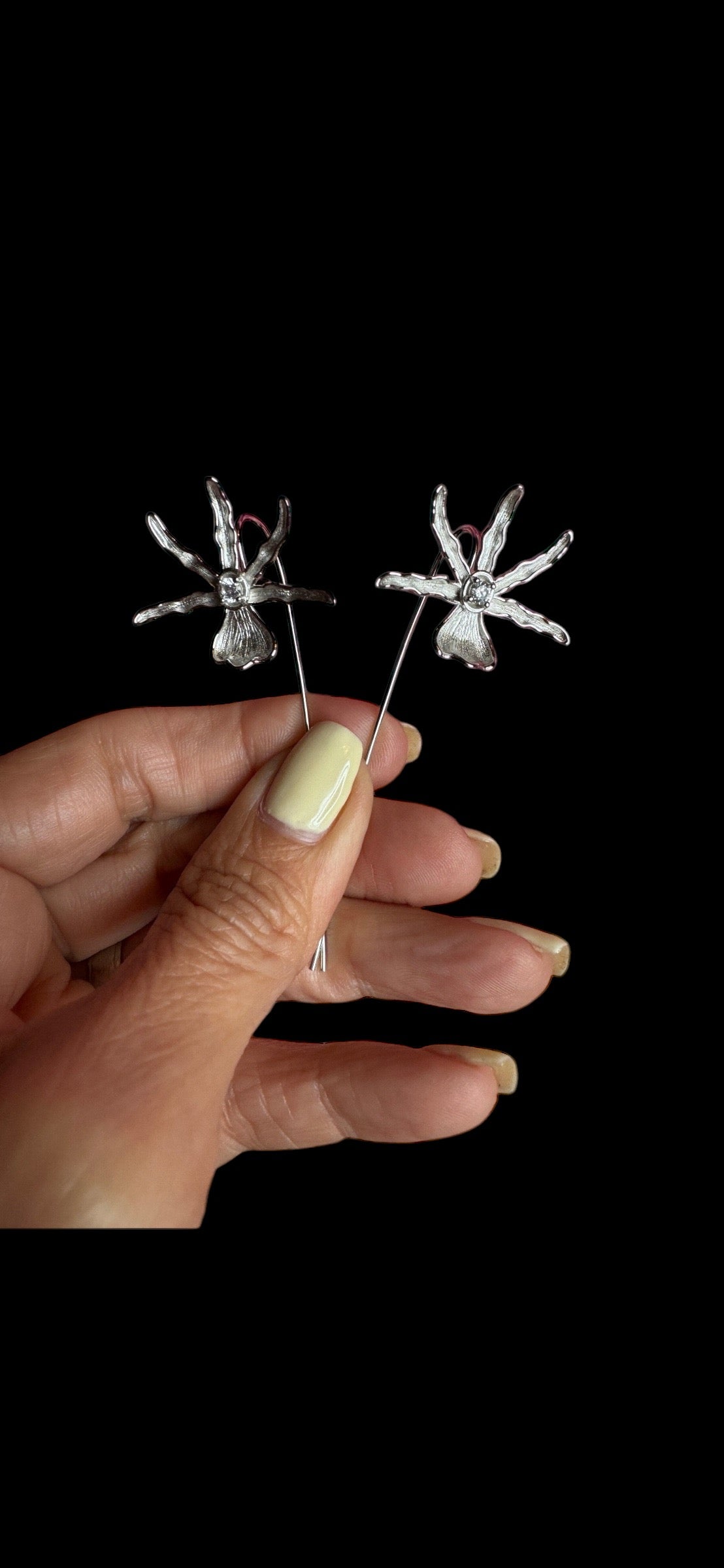 Schomburgkia Silver Orchid Dangle Earrings - Orchidique