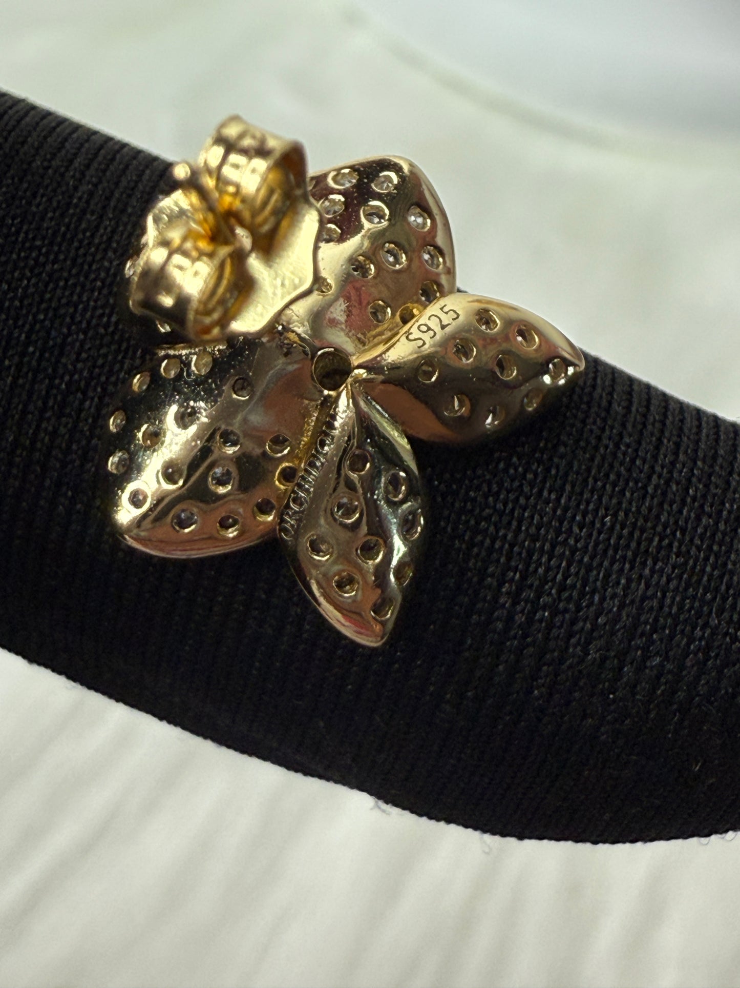 Shimmer me Phalaenopsis Collection • Gold with White and Yellow Zircons Orchid Jewelry