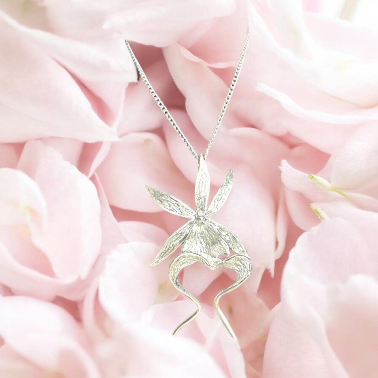 Ghost Orchid Silver Pendant Necklace - Orchidique