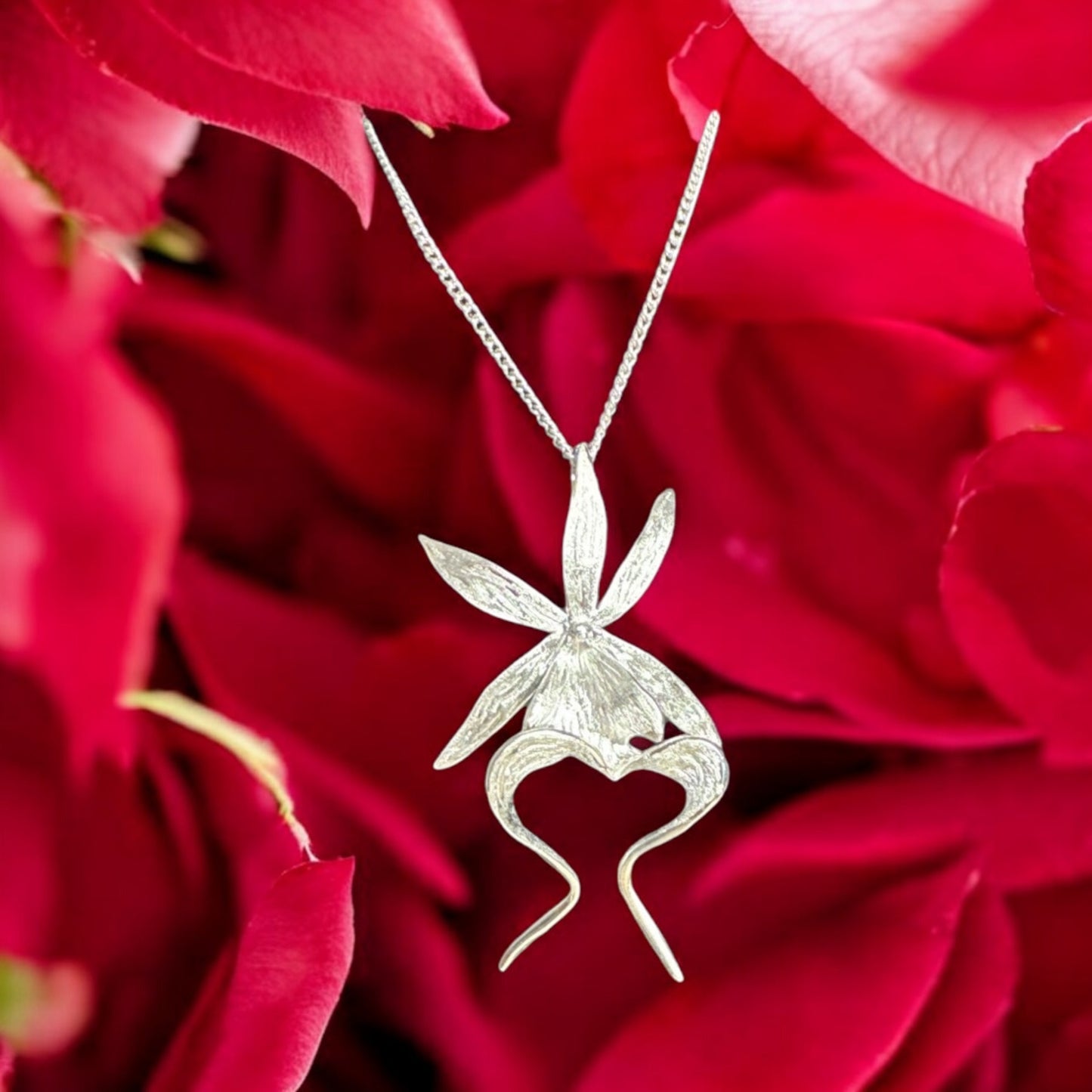 Ghost Orchid Silver Pendant Necklace - Orchidique