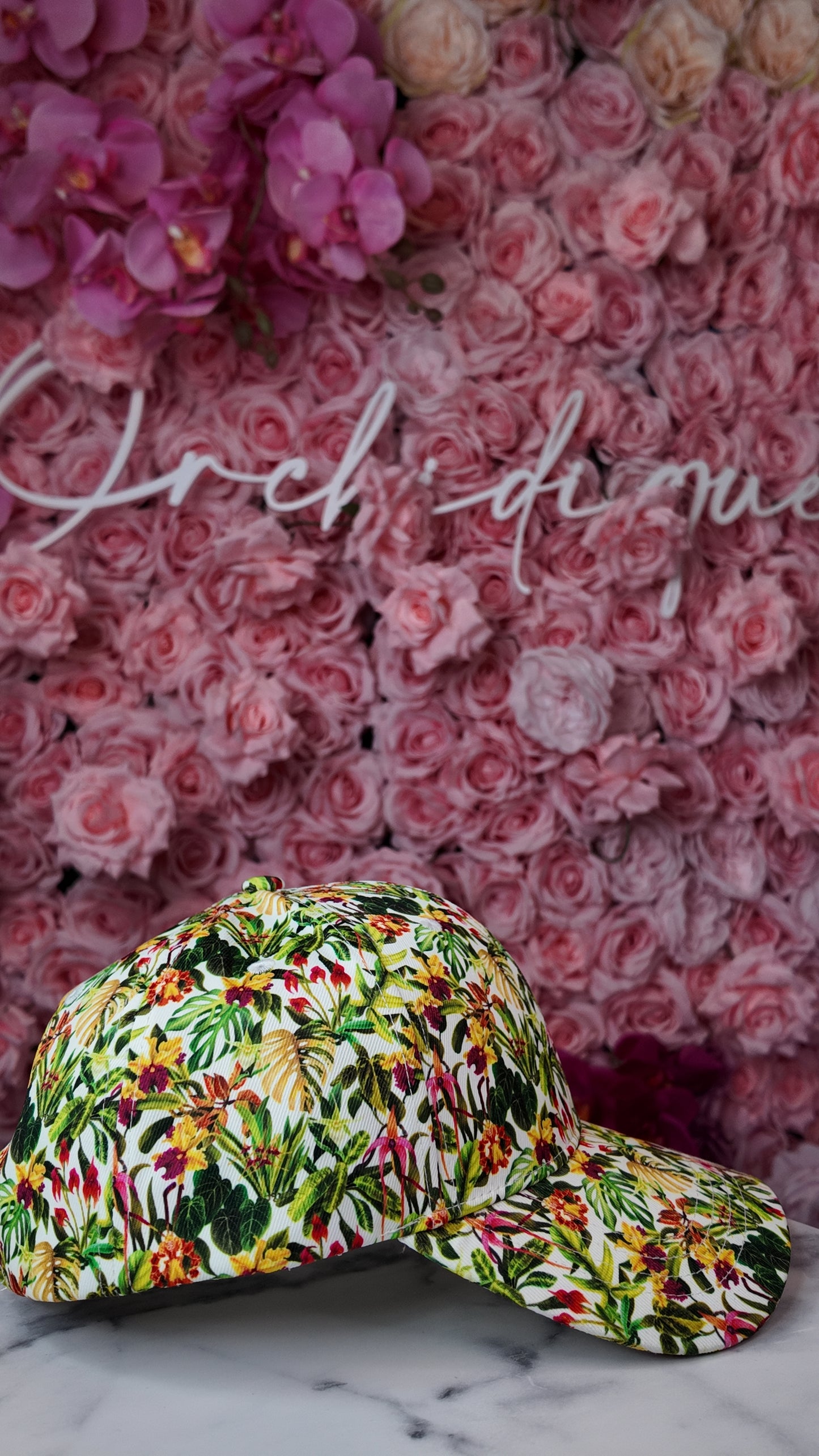 Cattleya Lover's Baseball Hat with white background