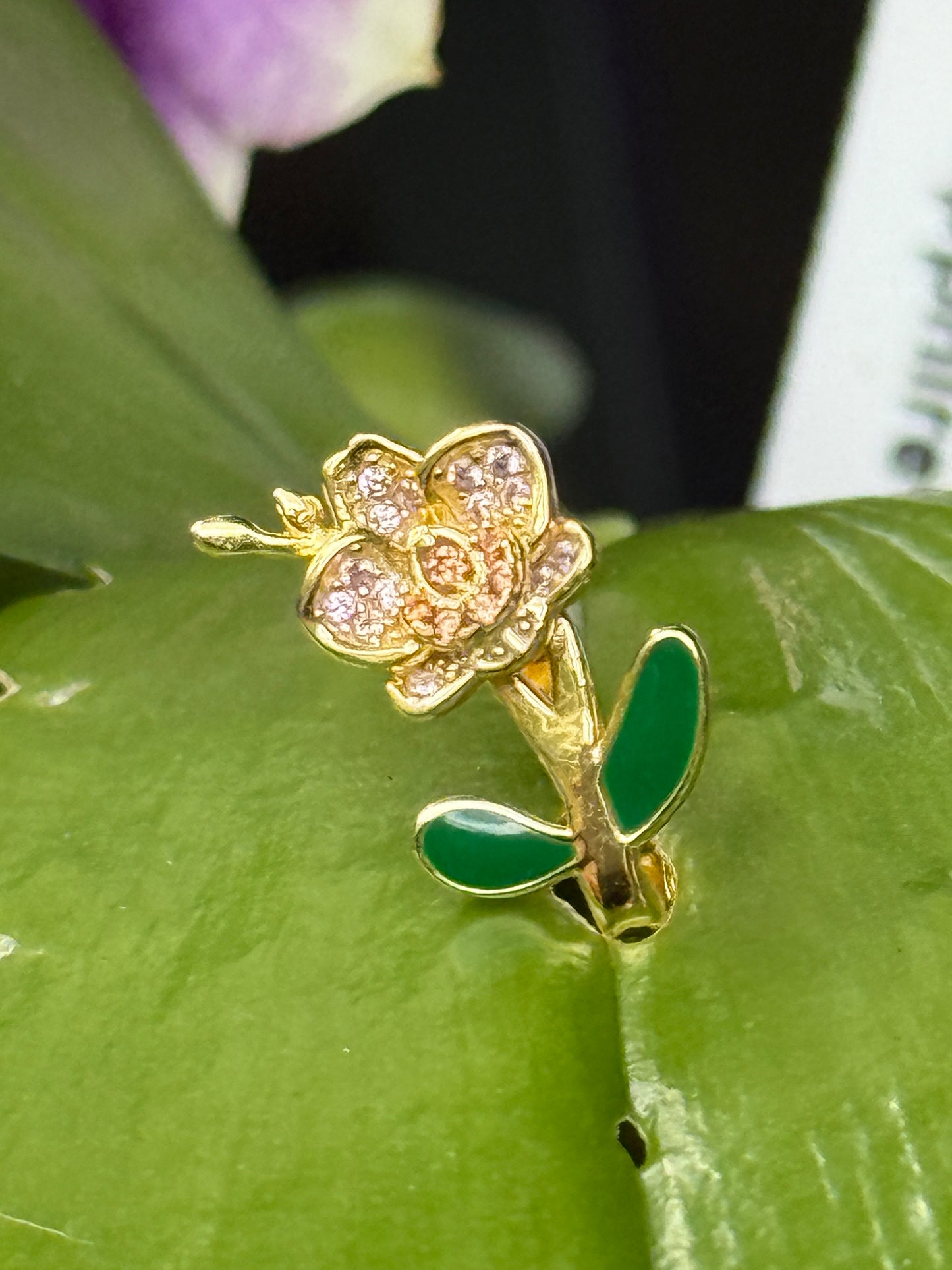 Falena Orchid Collection: Phalaenopsis Orchid Earrings with Leaf