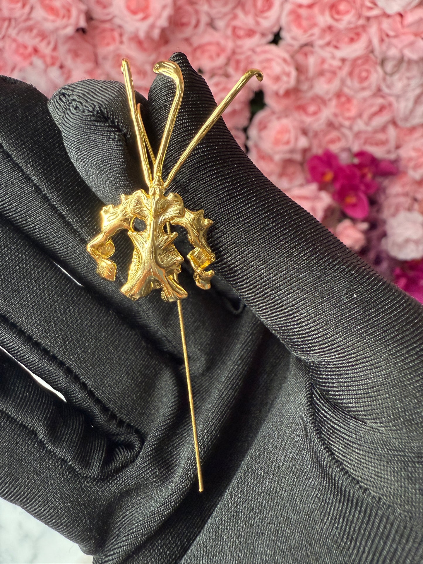 La Mariposa: Gold and Silver Psychopsis Earrings - Divergent Collection