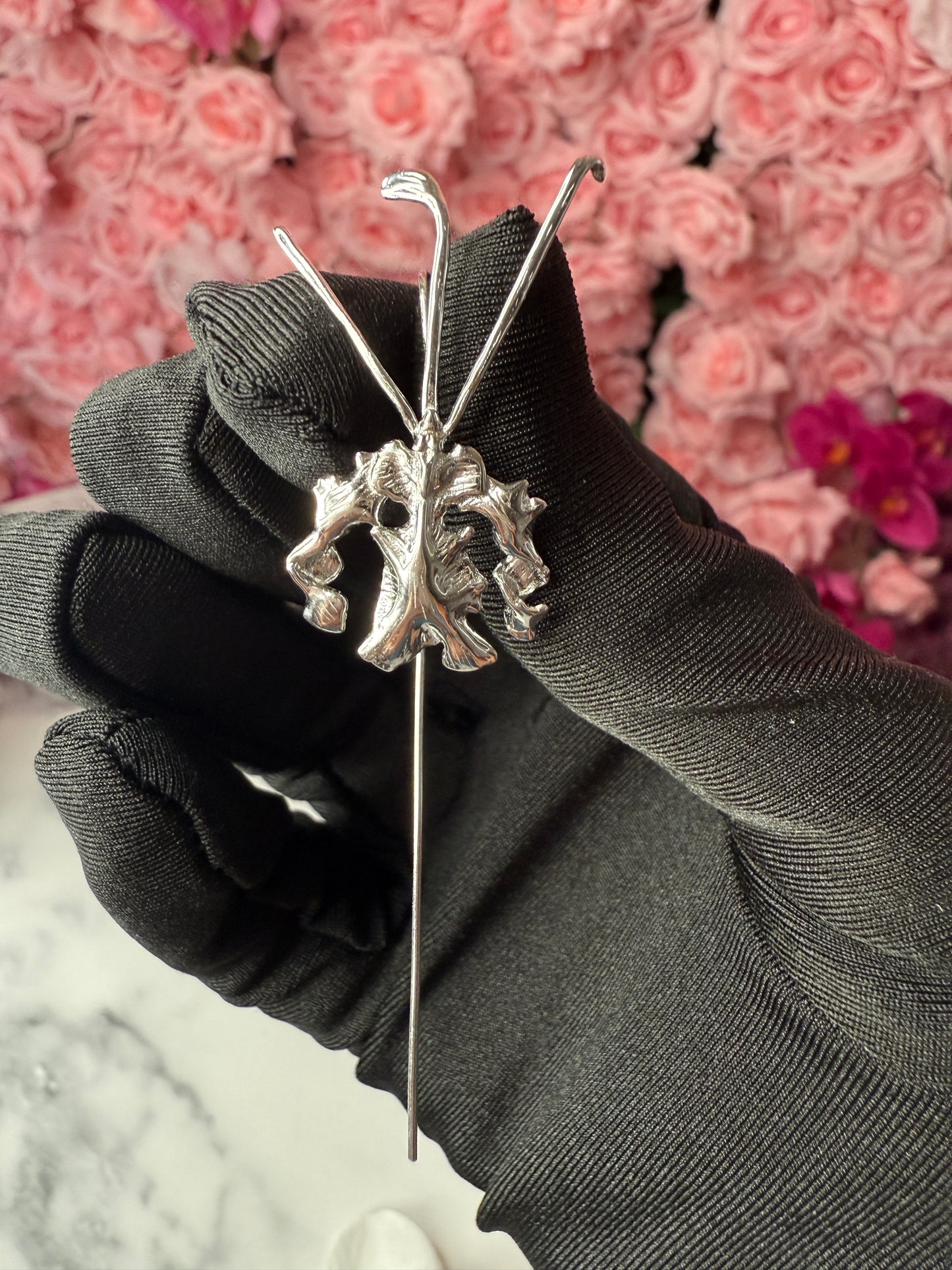 La Mariposa: Gold and Silver Psychopsis Earrings - Divergent Collection