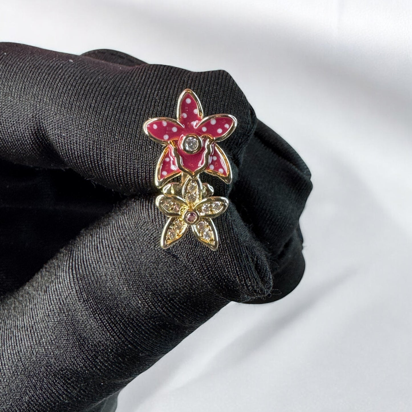 Double Cattleya Orchid Flower Huggie Earrings - Orchidique
