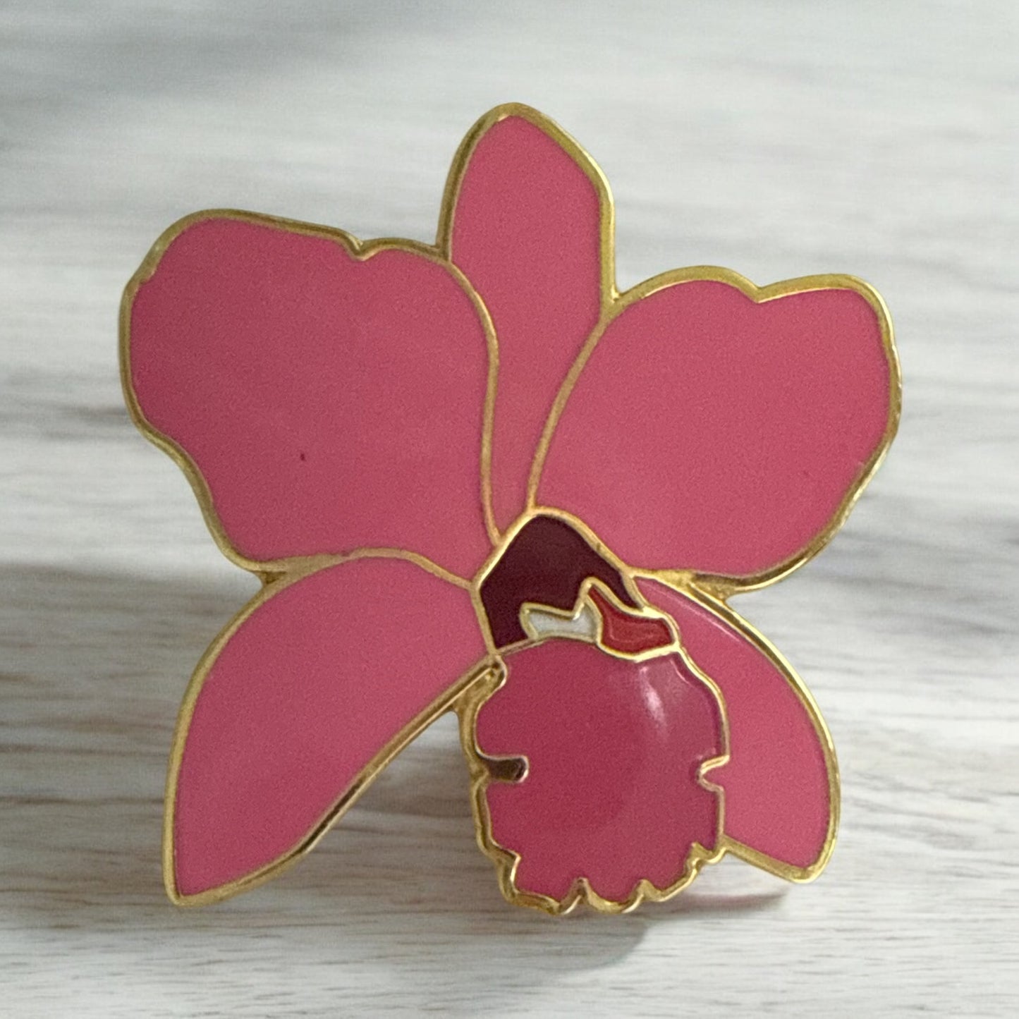 Purple lueddemanniana-Inspired Orchid Flower Enamel Pin - Orchidique