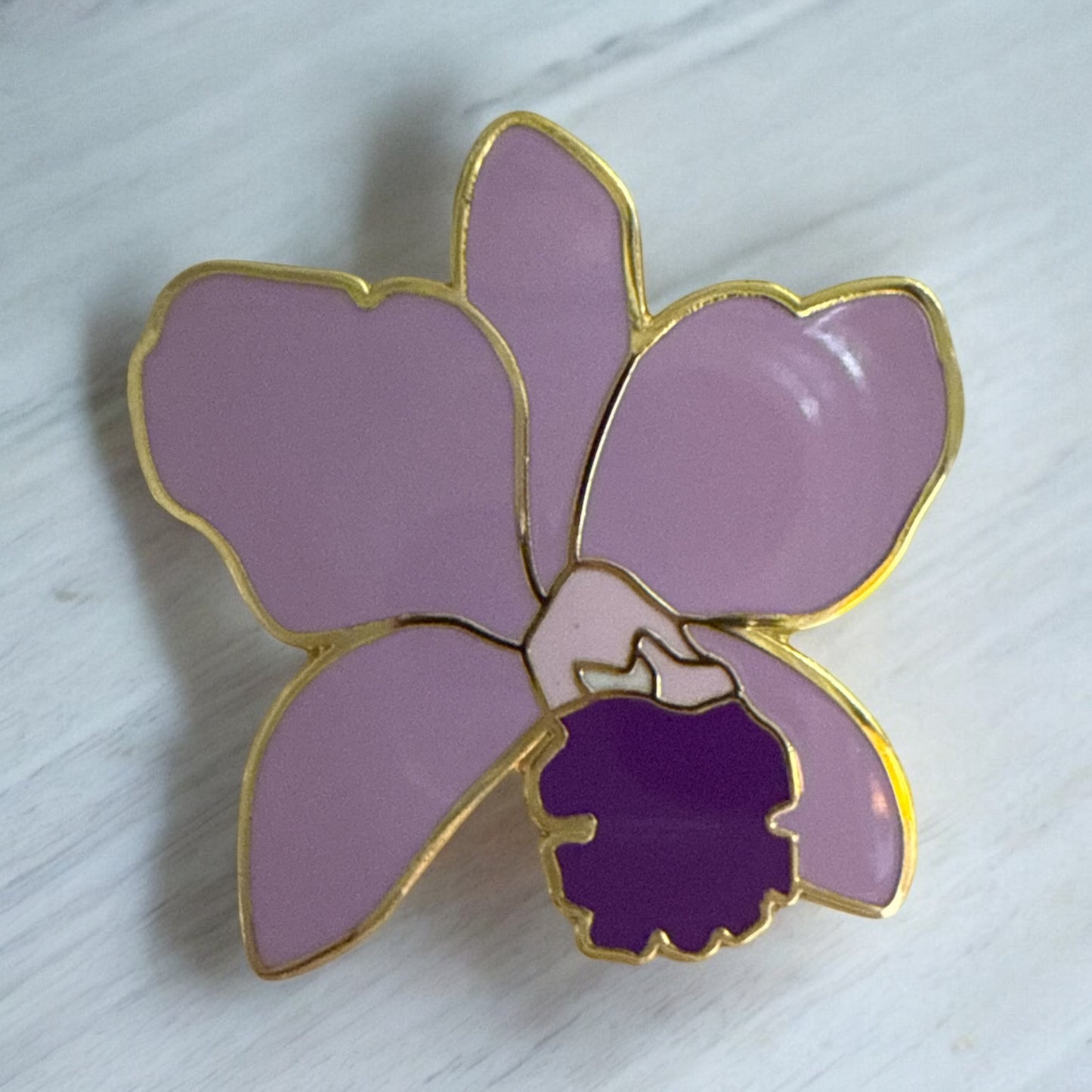 Purple lueddemanniana-Inspired Orchid Flower Enamel Pin - Orchidique
