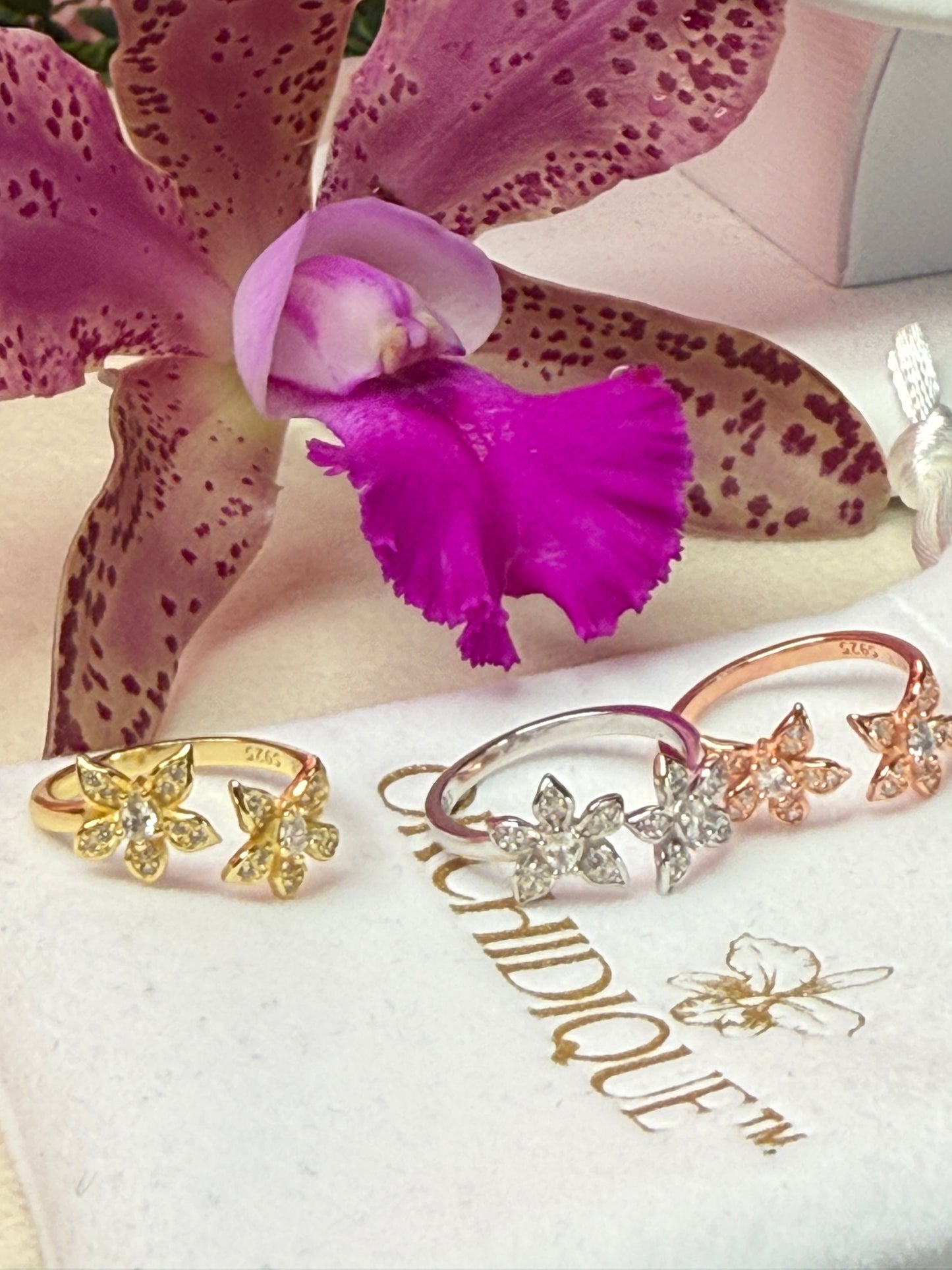 La Brillosa Collection: Orchid Bloom Double Orchid Ring