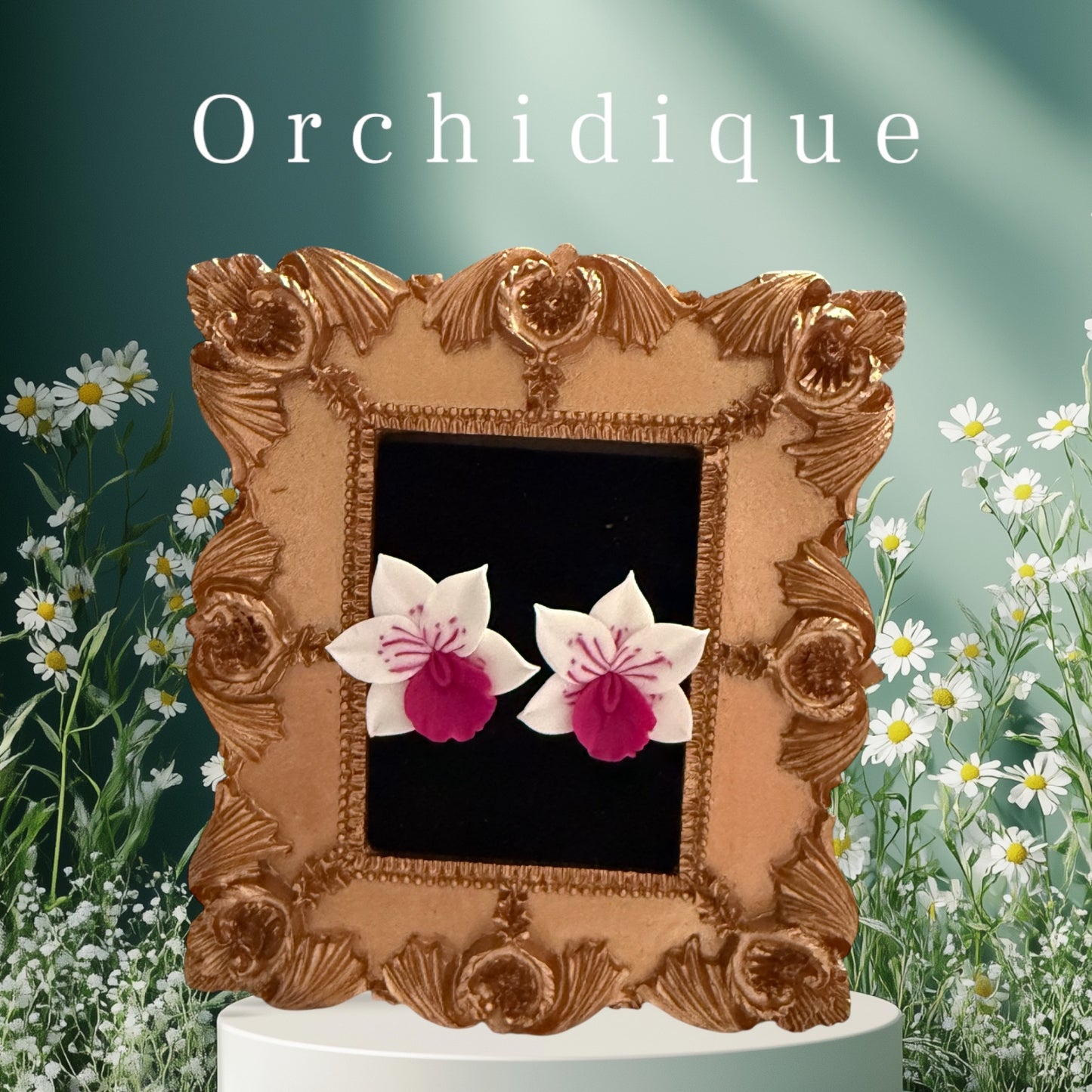 Handmade Orchid Oasis Collection: White and Pink Splash Earrings - Orchidique