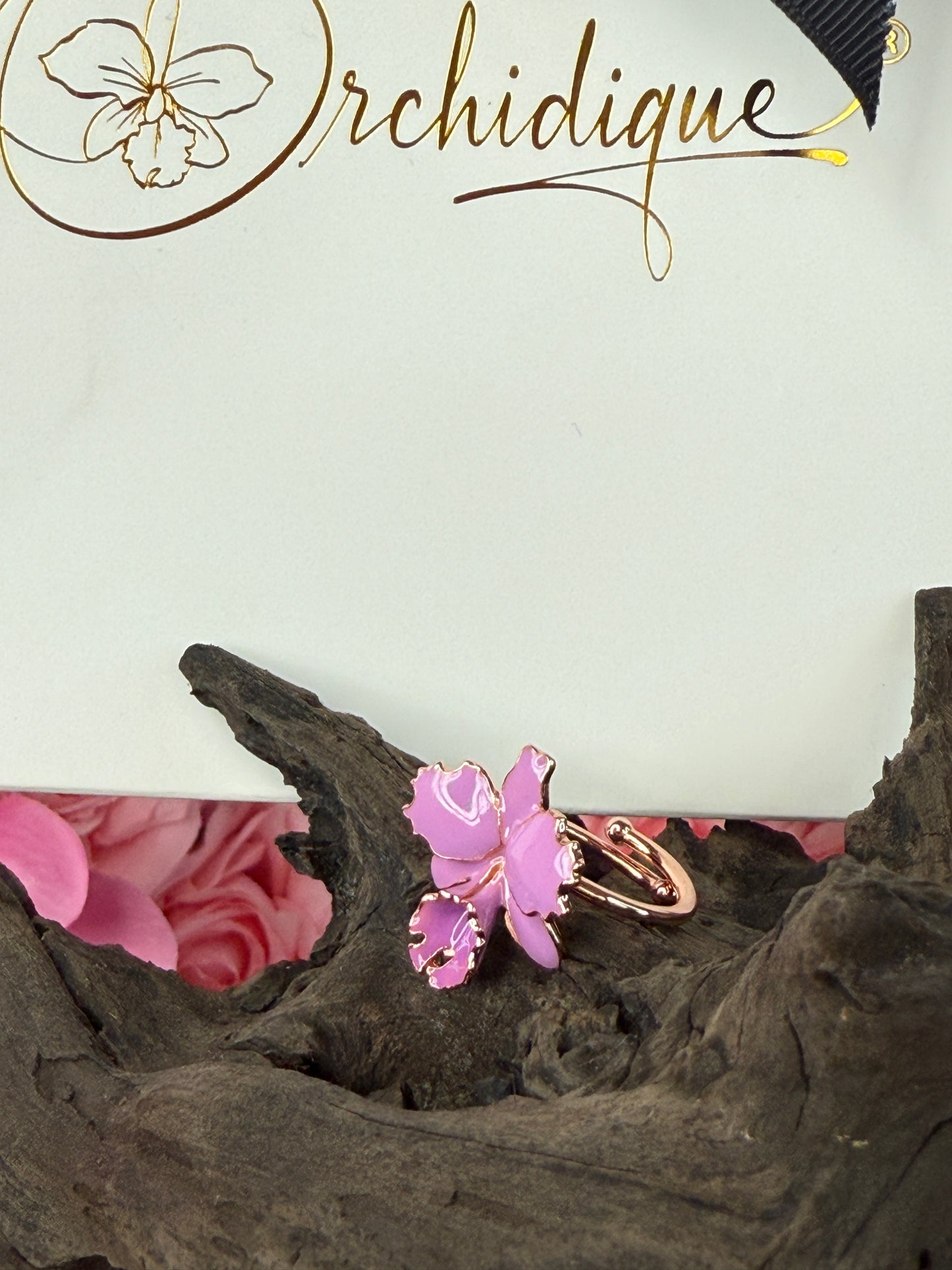 Drama Collection: Lavendar Cattleya Dowiana Orchid Statement Ring