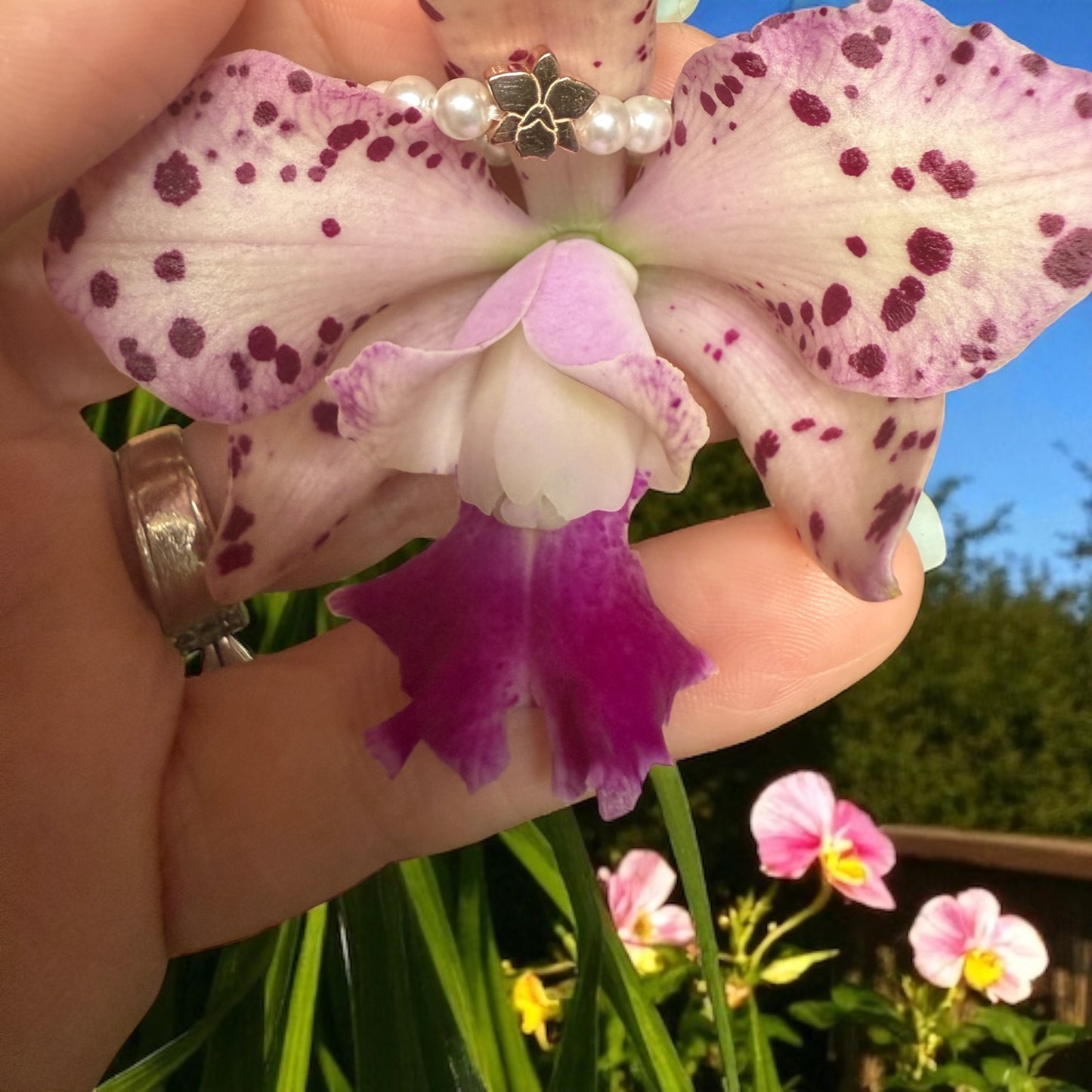Pearl Orchid Ring: Cattleya Stackable Ring