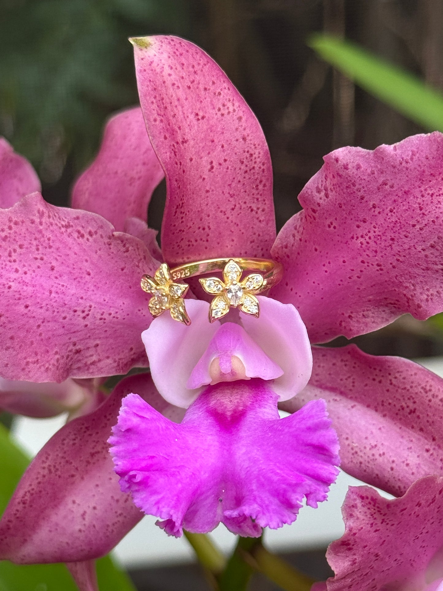 La Brillosa Collection: Double Cattleya Orchid Ring