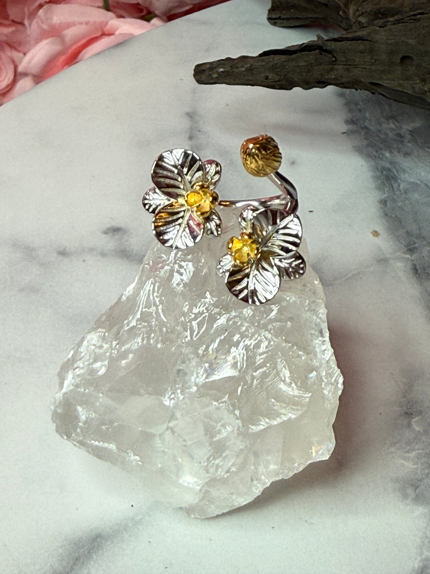 Soul-mate Collection: White Gold Phalaenopsis Orchid Flower Ring