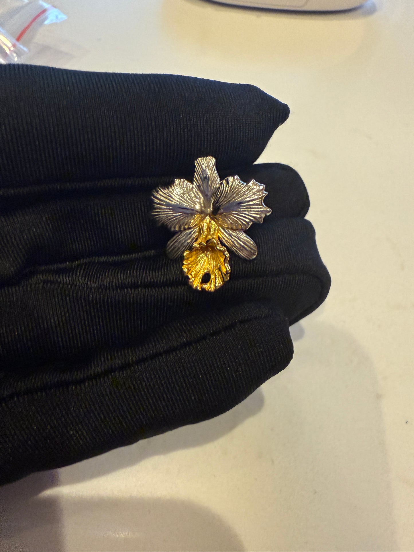 Drama Queen Cattleya Flower Two Tone Brooch