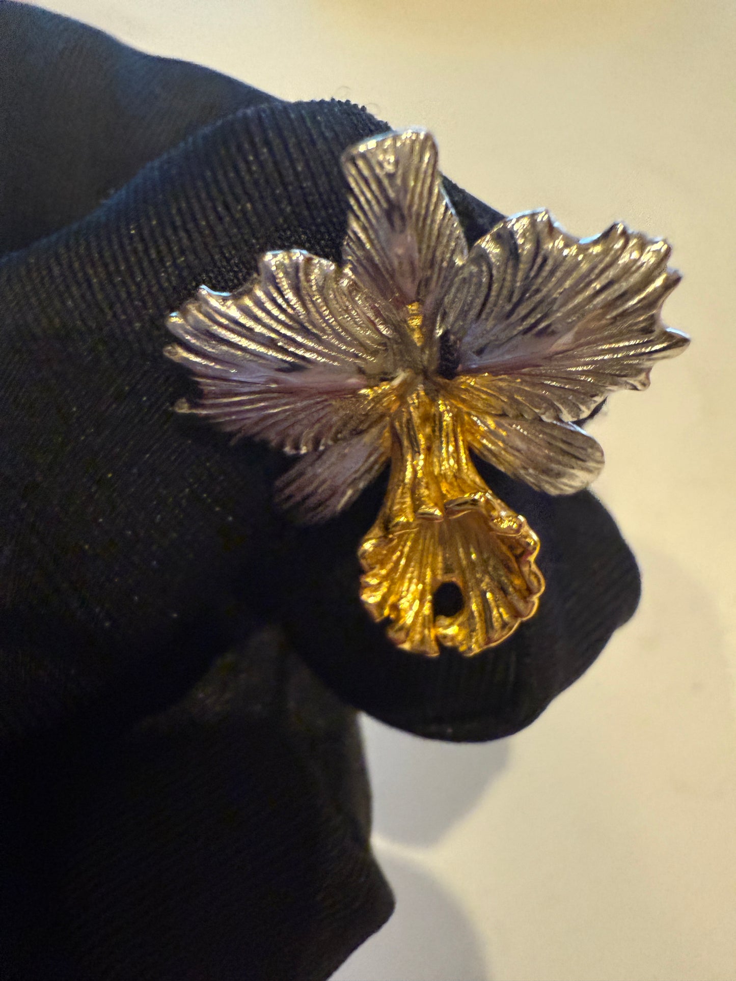 Drama Queen Cattleya Flower Two Tone Brooch