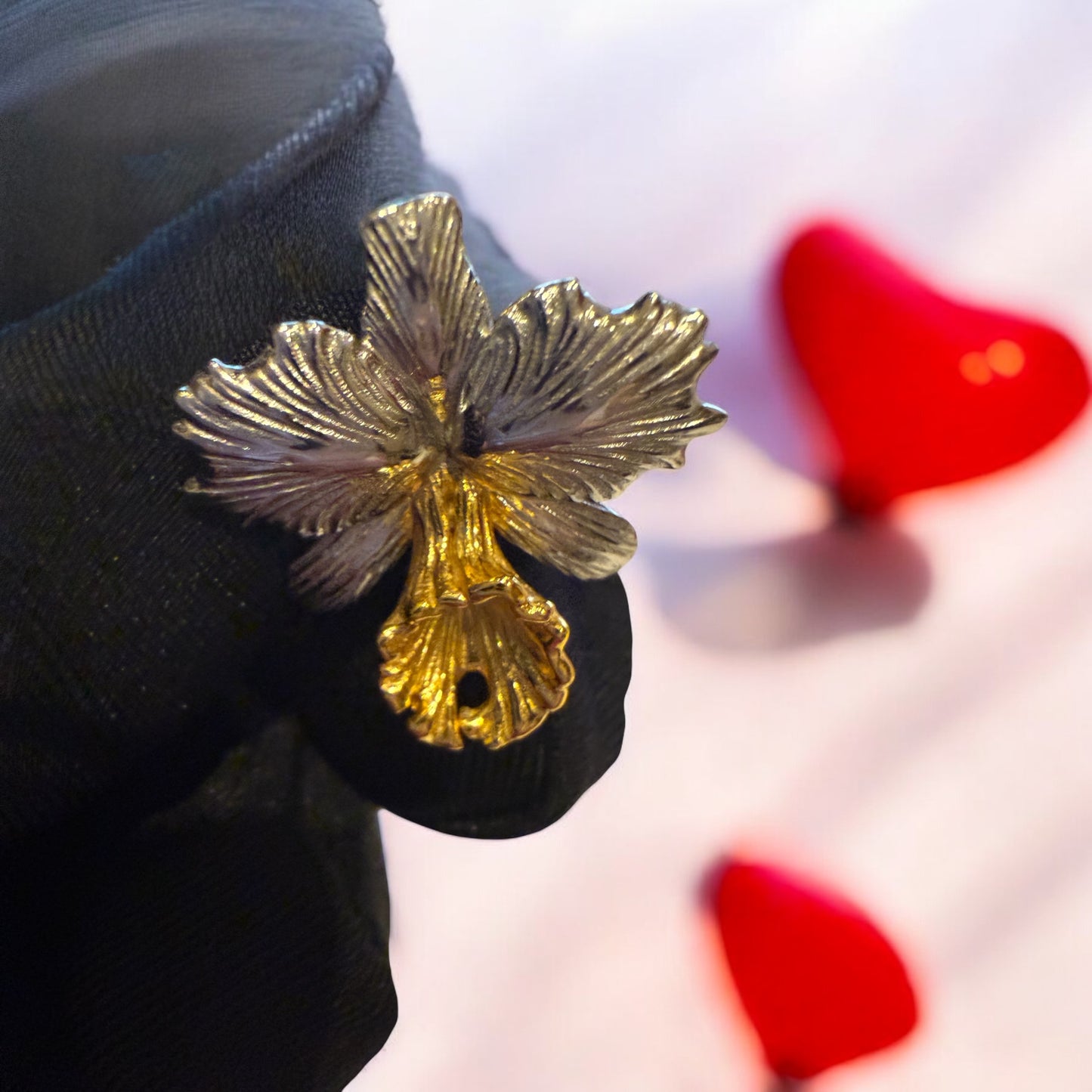 Drama Queen Cattleya Flower Two Tone Brooch