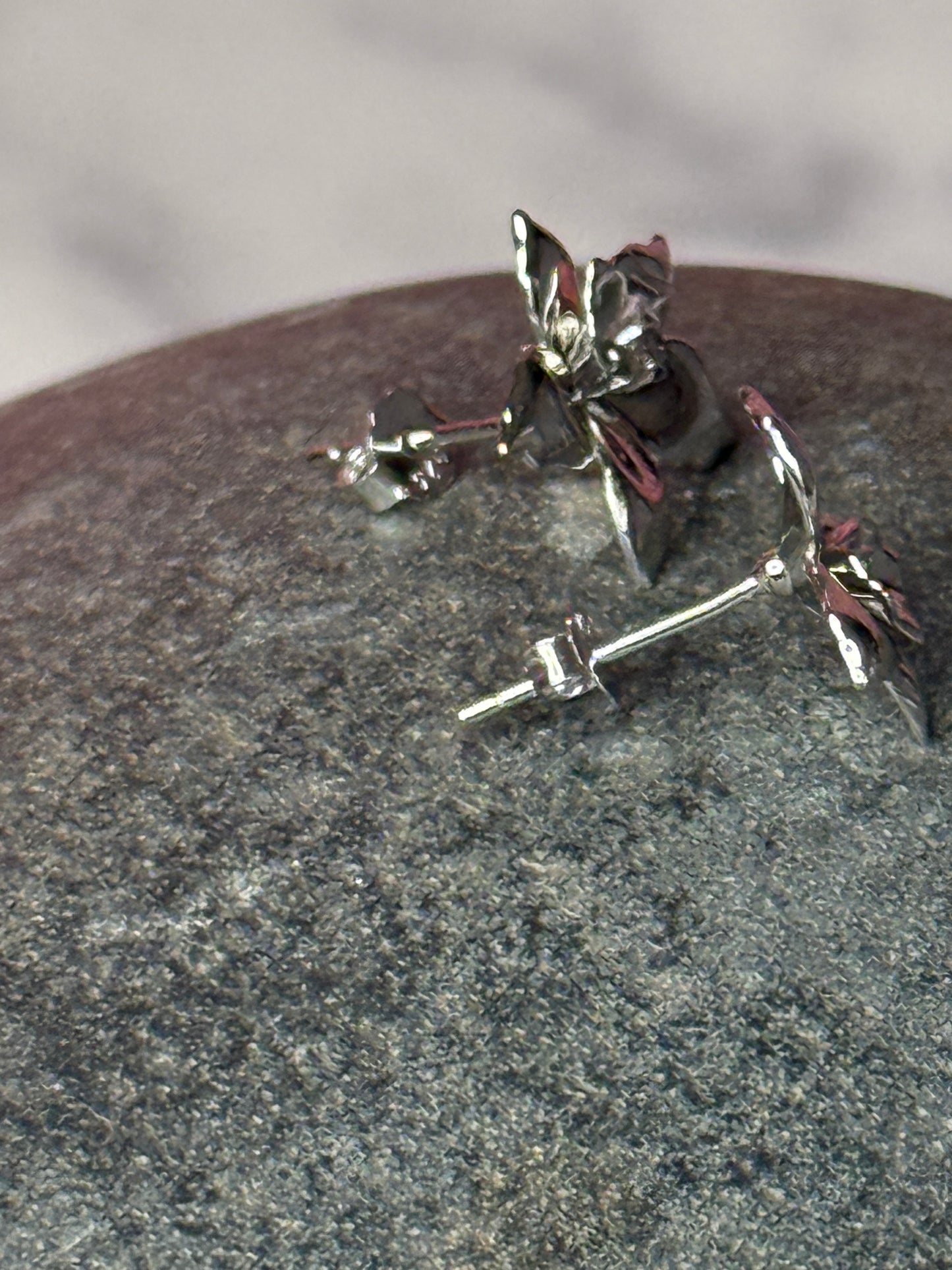 White Orchid Earrings β’ Sterling Silver Orchid Studs