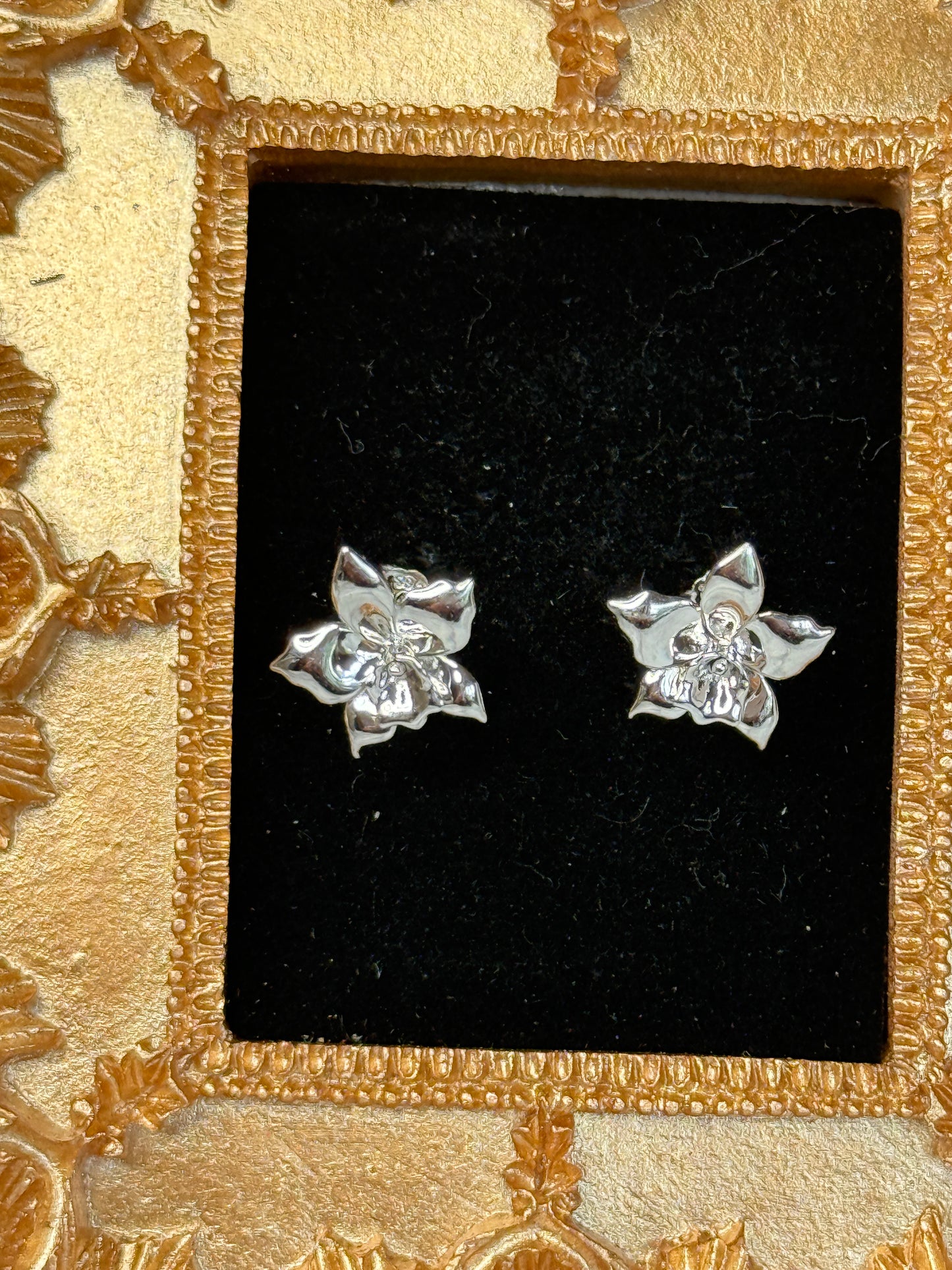 White Orchid Earrings β’ Sterling Silver Orchid Studs
