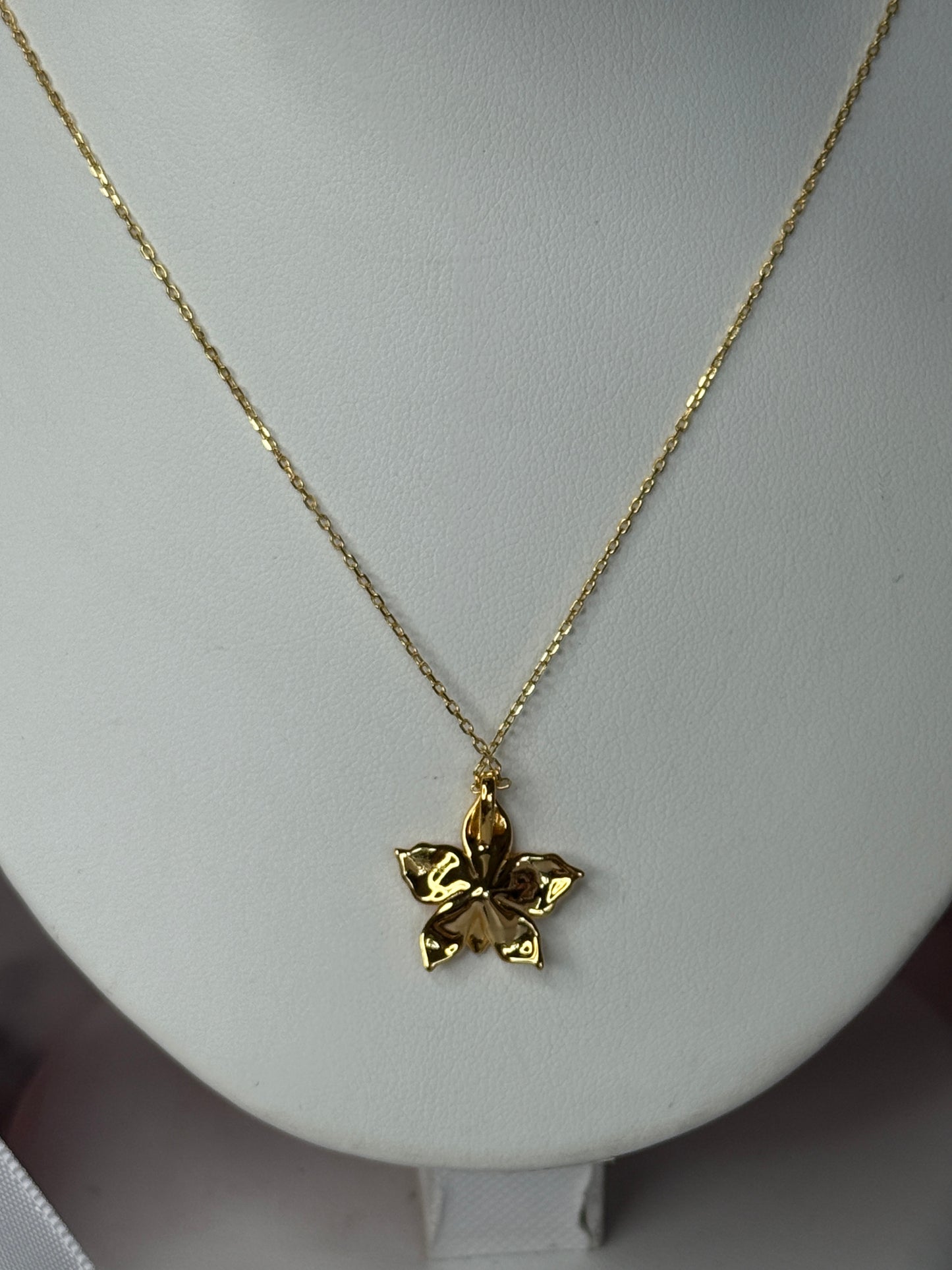 Gold Orchid Necklace • Sterling Silver Orchid Pendant