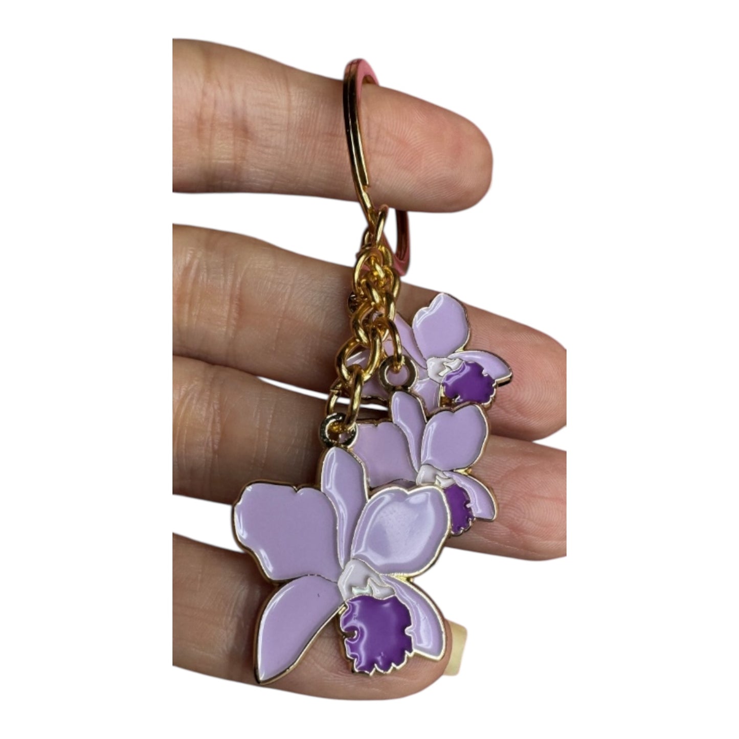 Cattleya Purple Orchid Keychain - Orchidique