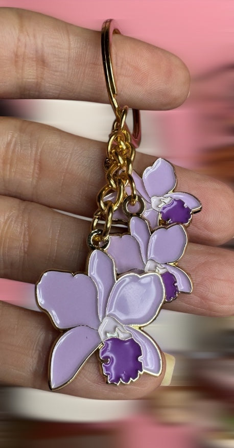 Cattleya Purple Orchid Keychain - Orchidique
