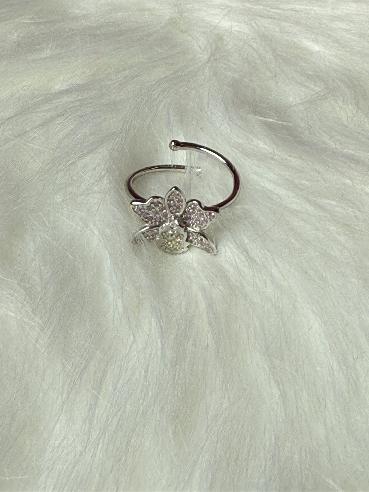 Shimmer Me Cattleya Ring • All-Zircon Pink Orchid Jewelry