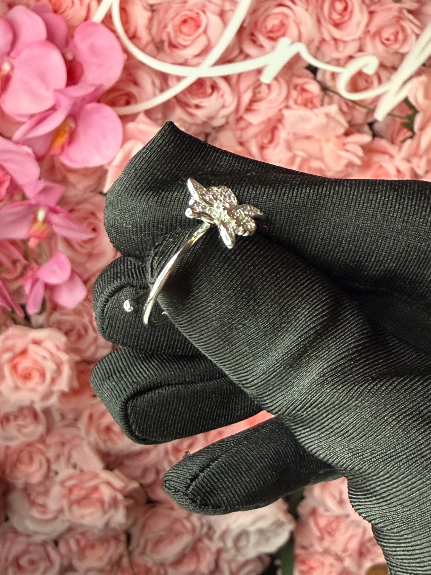 Shimmer Me Cattleya Ring • All-Zircon Pink Orchid Jewelry